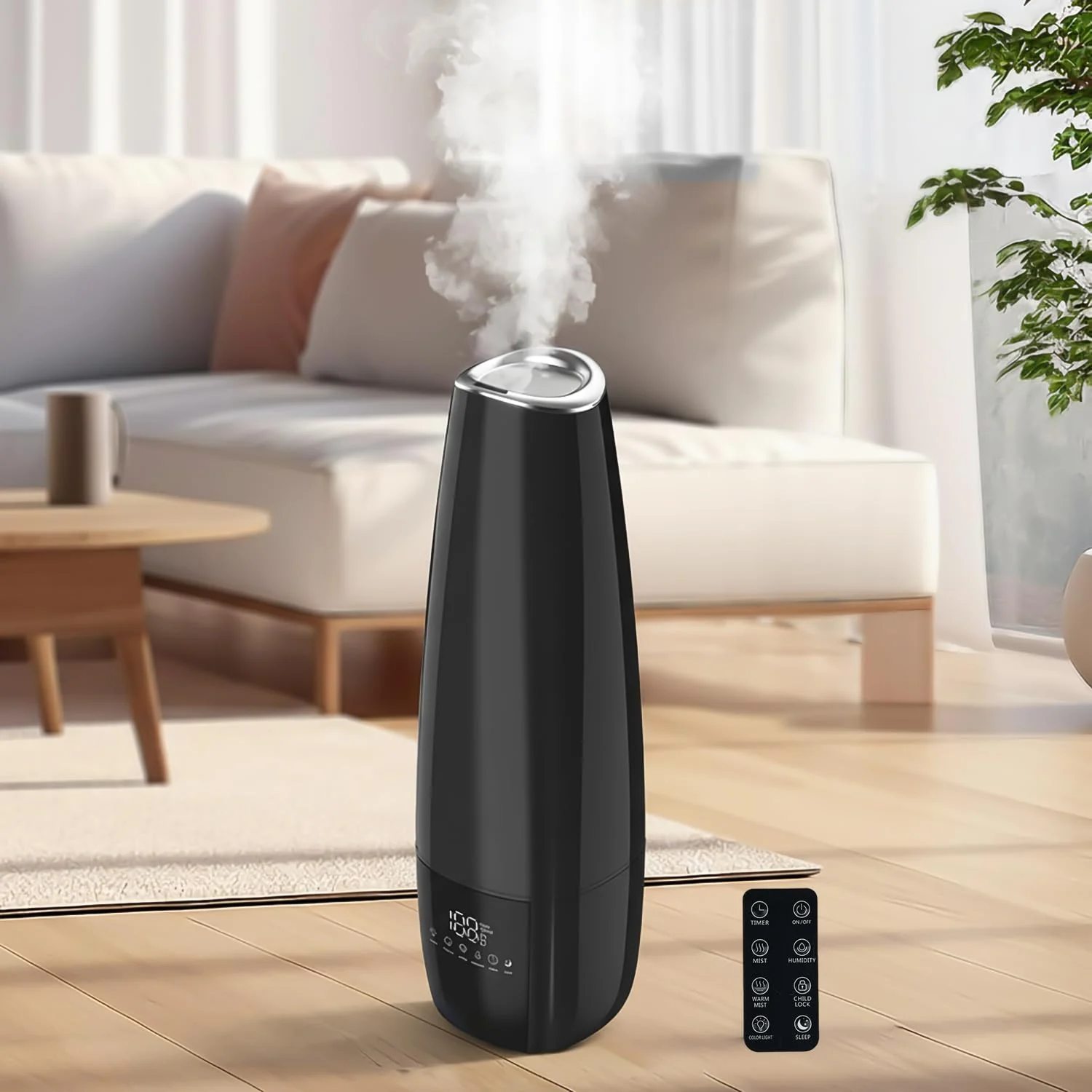 MOBIGON Smart 6.5 L Top-Fill Cool Mist Humidifier, Black