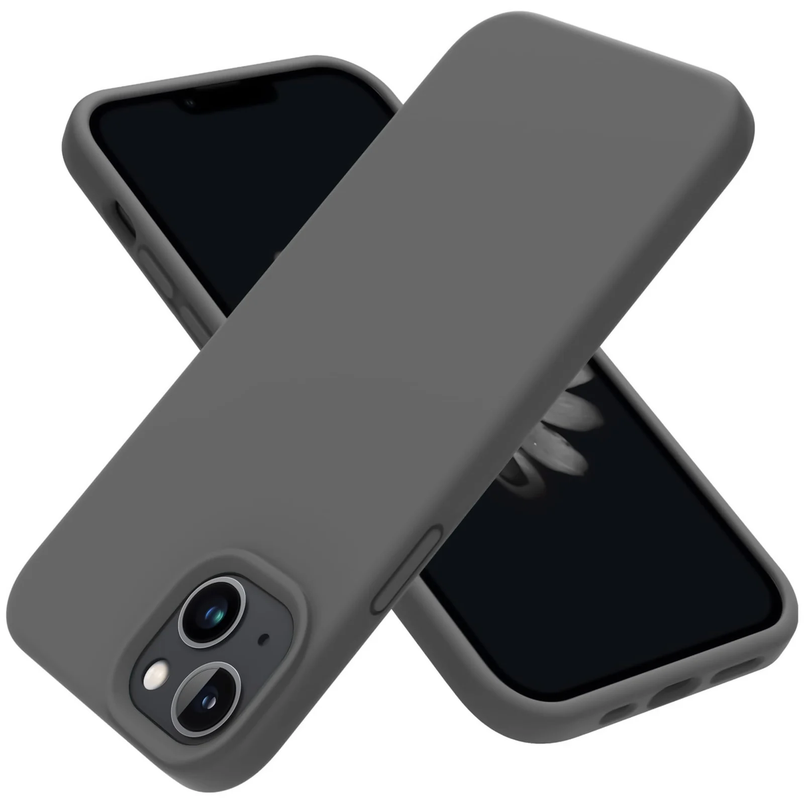 DL3 Mobilak Liquid Silicone Case for iPhone 15, Supports wireless charging, Shock-absorbing protection, Anti-fingerprint finish - B.Gray