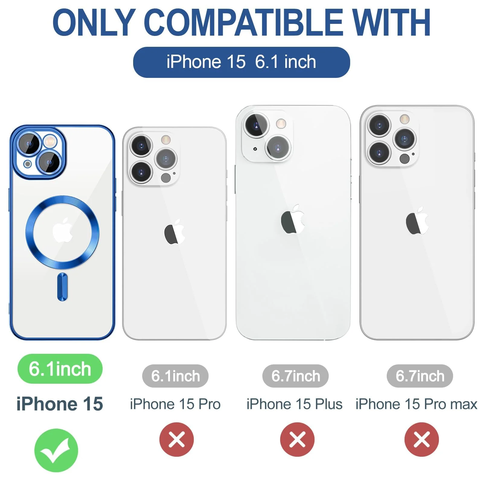 DL3 Mobilak MagSafe-Compatible Magnetic Case for iPhone 15 with Camera Protection and Shockproof Design - Blue