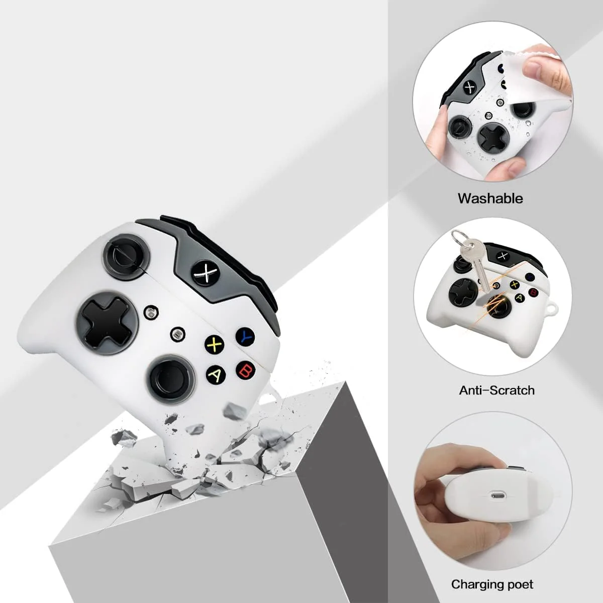 DL3 Mobilak Compatible with AirPods Pro 2/1 Gen Case Soft Silicone Shockproof Cover for Apple iPod Pro 2nd/1st Generation, New 3D Cute Cartoon Creative Fun Case with Keychain Design - White Black1