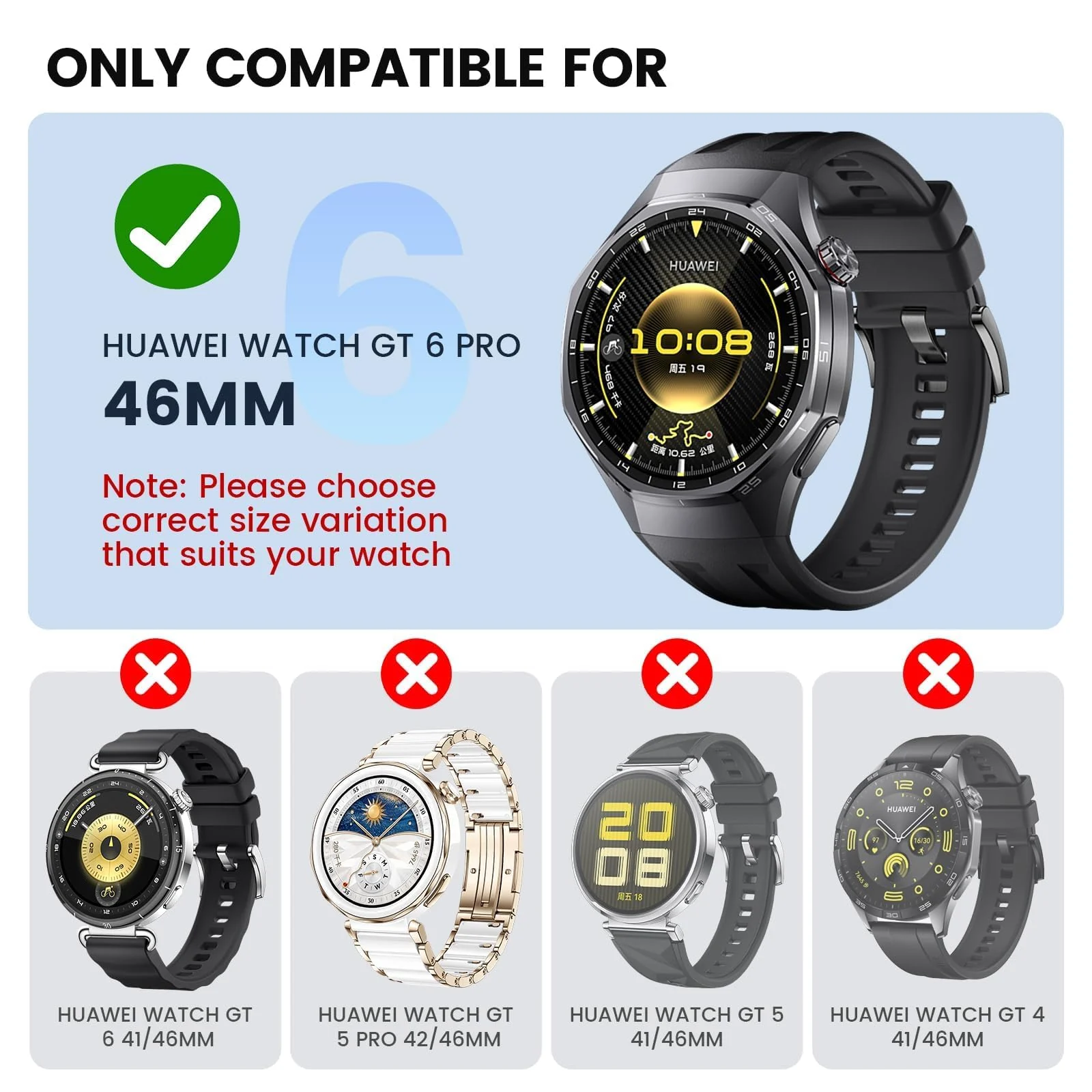 DL3 MOBILAK Full-Coverage Watch Case with Tempered Glass for Huawei Watch GT 6 Pro 46 mm, Clear
