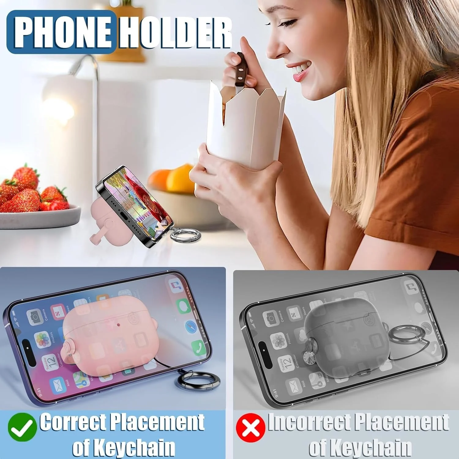 DL3 Mobilak Case for AirPods Pro 3 (2025) Protective [With Closure Lid] [Front LED Visible] [With Wrist Strap] Skin Case Compatible with (2025) AirPods Pro 3 - Cherry Pink