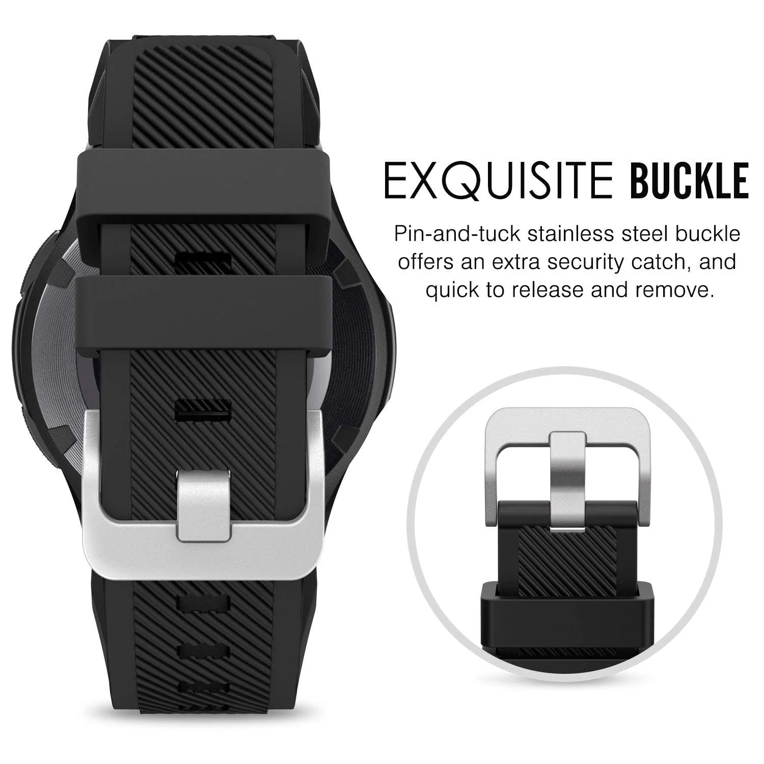DL3 Mobilak Sport Silicone Band 20MM Strap For Samsung Gear Sport/Watch 6/5/4/5 Pro 45mm/S2 classic/active 2 40mm 44mm/Amazfit GTS/2/2e/GTS3/3 Pro/2 Mini/3 Mini/Bip 3/Bip 3 Pro - Black