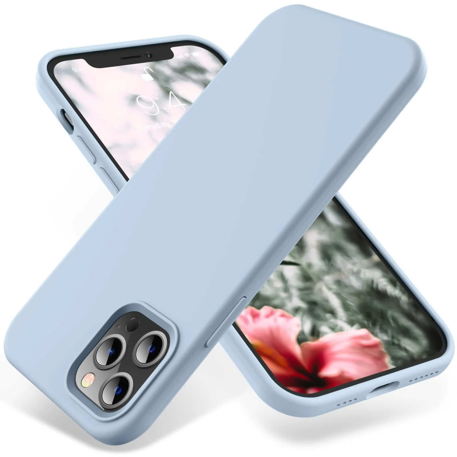 DL3 Mobilak Liquid Silicone Protective Case for iPhone 15 Pro Max with Camera Protection and Microfiber Lining - Sky Blue