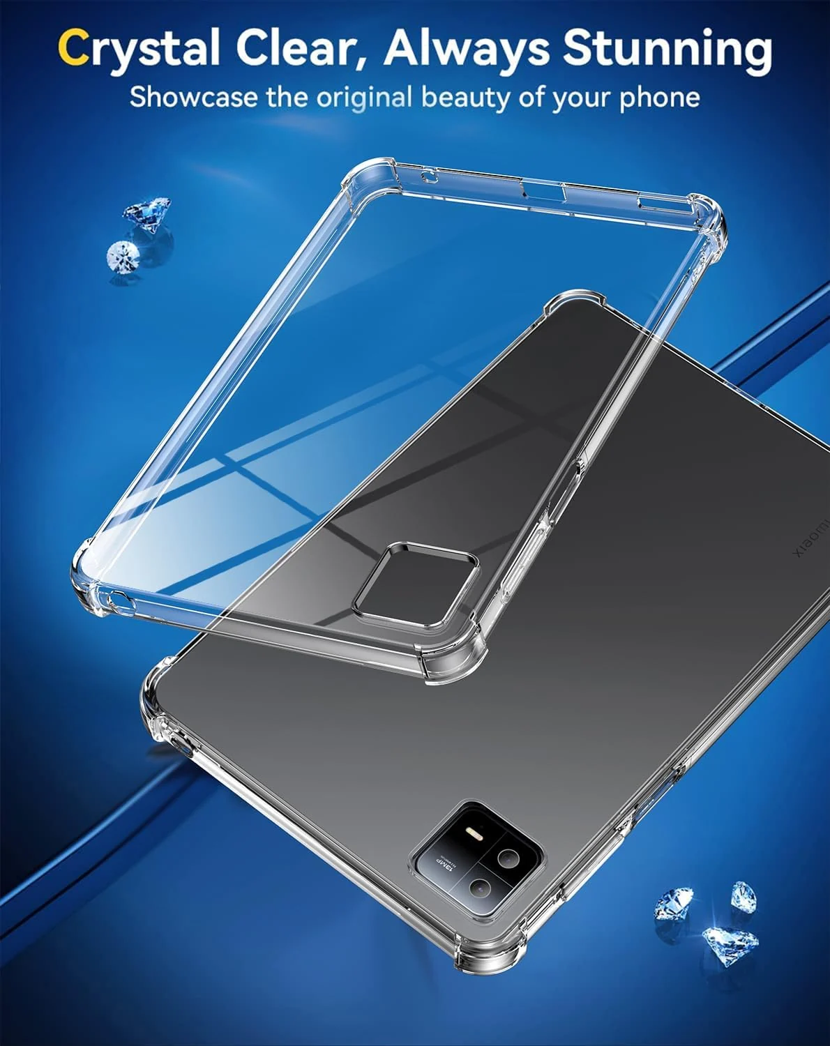 DL3 Mobilak Case Compatible with Xiaomi Pad 6/Xiaomi Pad 6 Pro 11 inch Tablet 2023, Ultra Thin Silicone Air-Corners Shockproof Back Shell HD TPU Protective Cover - Clear