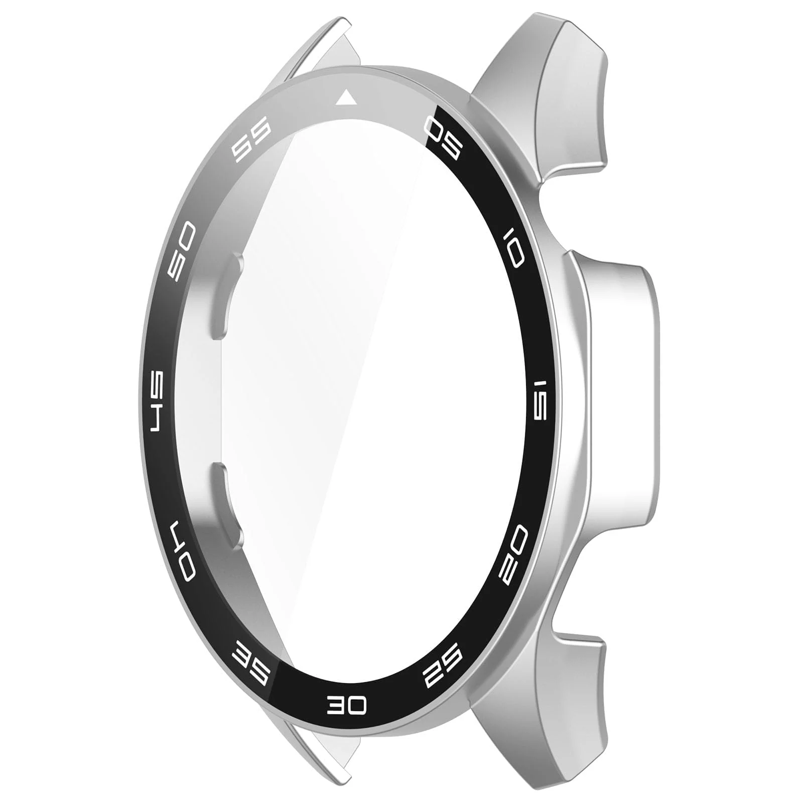 DL3 Mobilak Protective Case for Huawei Watch GT 4 46mm, Hard PC Bumper Cover with Built-in Tempered Glass Screen Protector Shell Cover Full Coverage Scratchproof with Scale - White