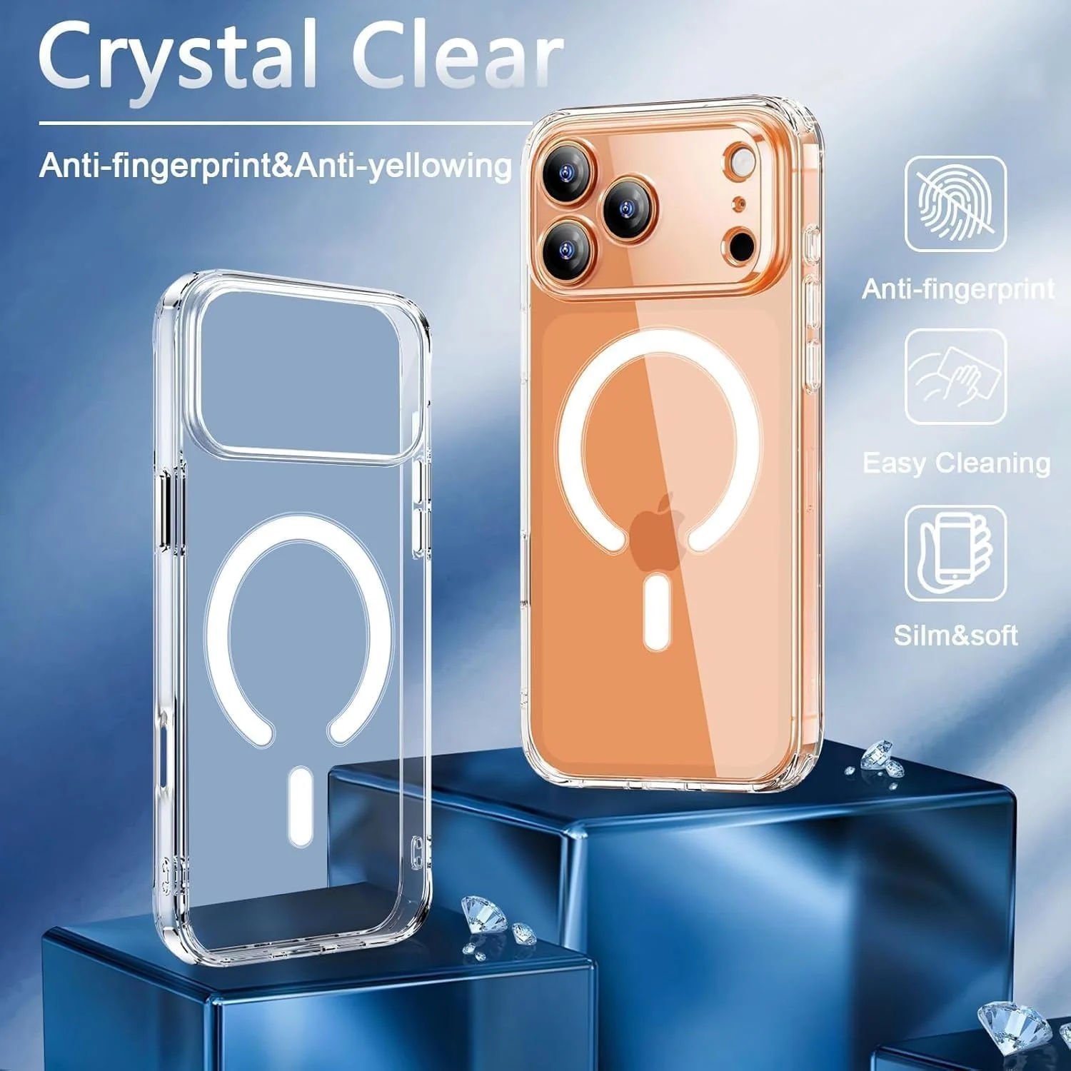 DL3 Mobilak for iPhone 17 Pro 6.3-Inch Case [Compatible with MagSafe] [Strong Magnet] [Non-Yellowing] Magnetic Slim Thin Bumper Phone Cover, Lightweight, and Durable - Clear