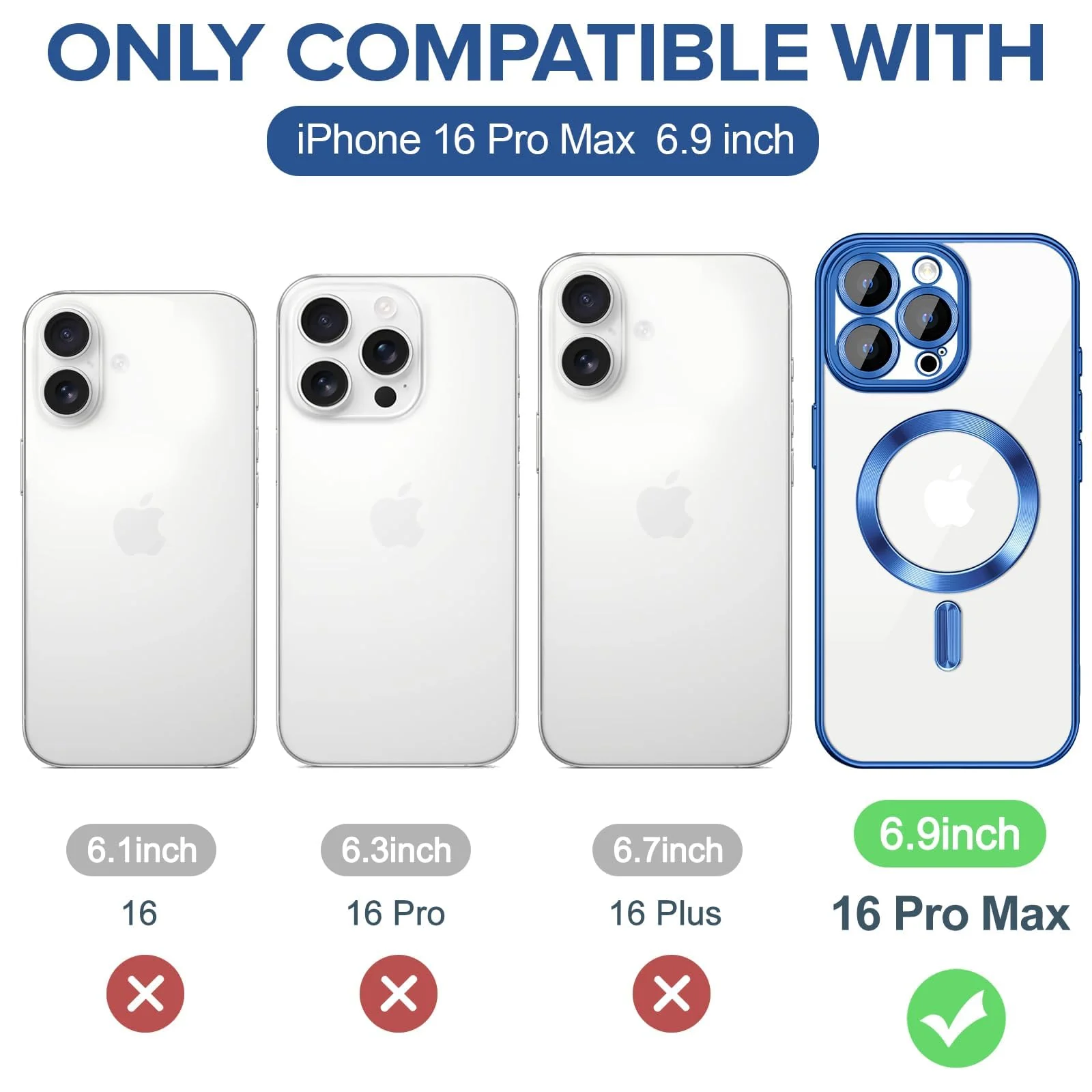 DL3 Mobilak Plated-Edge Protective Case for iPhone 16 Pro Max 6.9-Inch, Compatible with MagSafe accessories, Supports wireless charging, Shock-absorbing protection - Blue