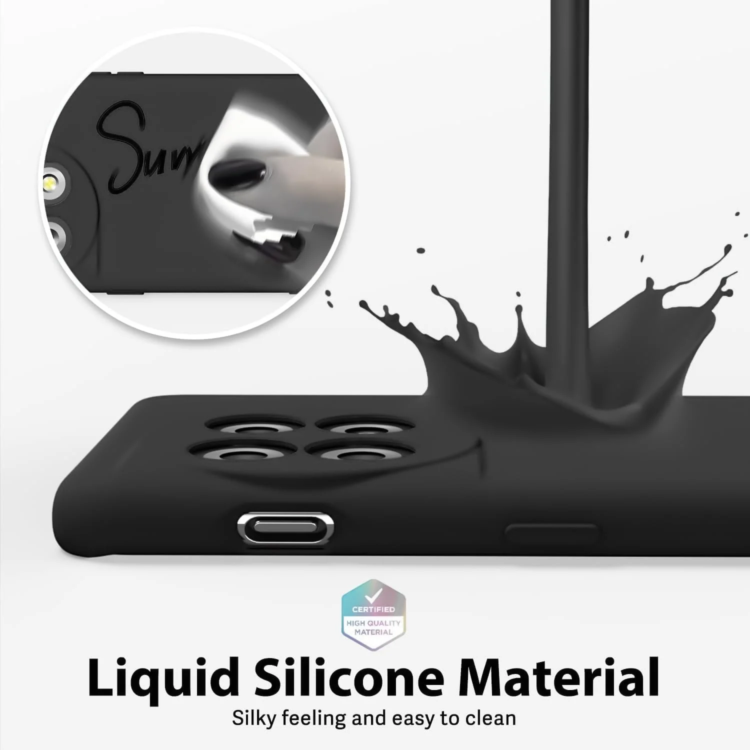 DL3 Mobilak Silicone Protective Case for OnePlus 11, Shock-absorbing protection, Built-in kickstand, Integrated ring holder - Black
