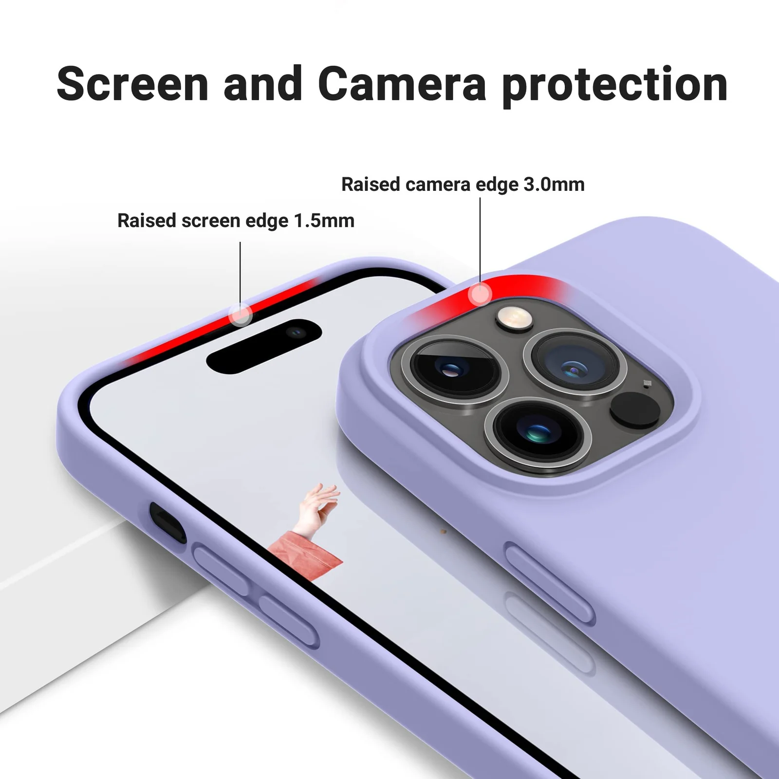 DL3 Mobilak Liquid Silicone Protective Case with Soft Microfiber Lining for iPhone 13 Pro Max (6.7 Inch) - Light Purple