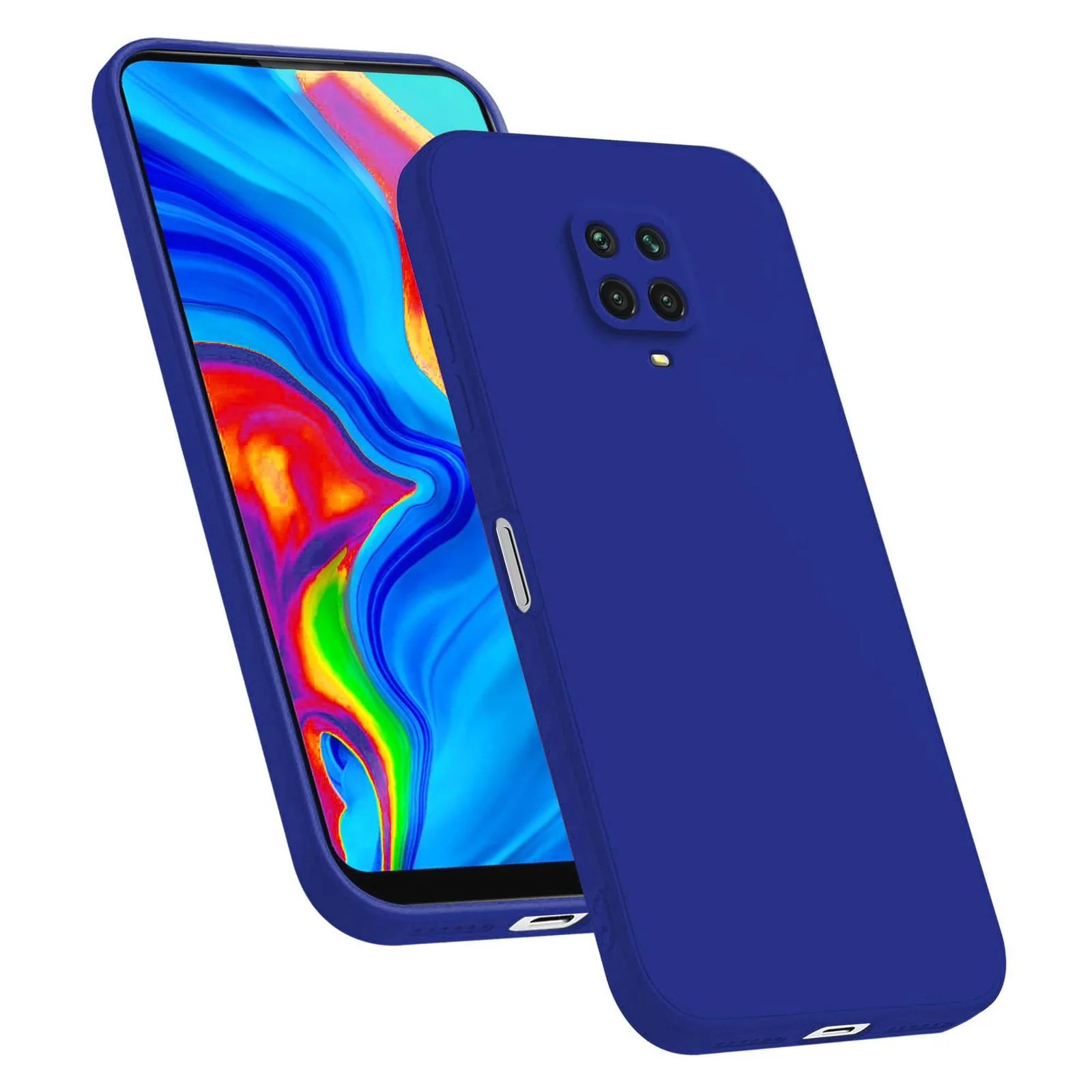 DL3 Mobilak Soft Silicone Protective Case for Xiaomi Redmi Note 9S / 9 Pro / 9 Pro Max with Microfiber Lining and Shockproof Design - Pepsi
