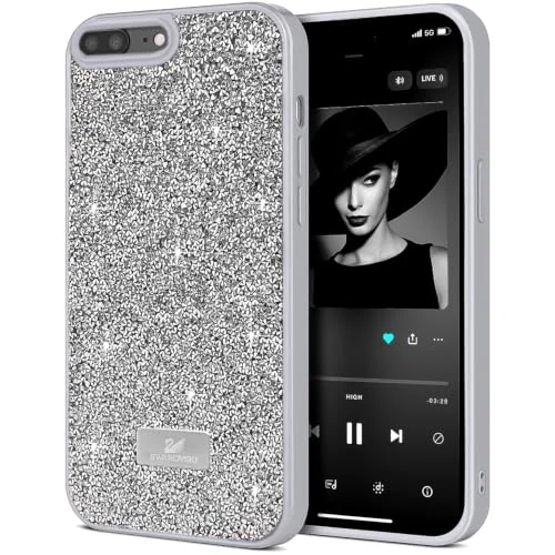 DL3 Mobilak Glitter Protective Case for iPhone 7 Plus / iPhone 8 Plus, Supports wireless charging, Shock-absorbing protection, Scratch-resistant surface - Silver 2