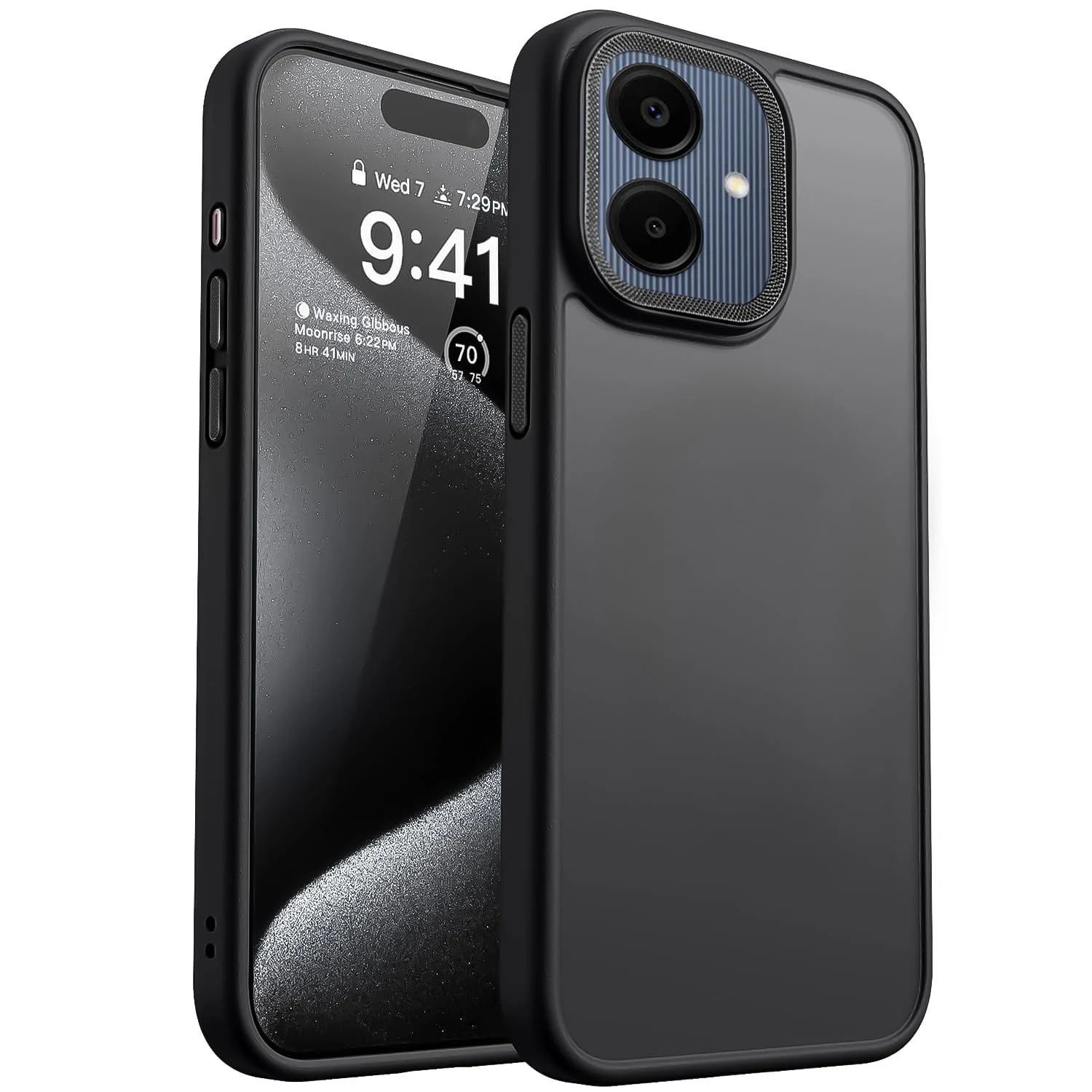 DL3 Mobilak Translucent Matte Case for Samsung Galaxy A06, Compatible with MagSafe accessories, Supports wireless charging, Built-in magnetic car-mount support - Black
