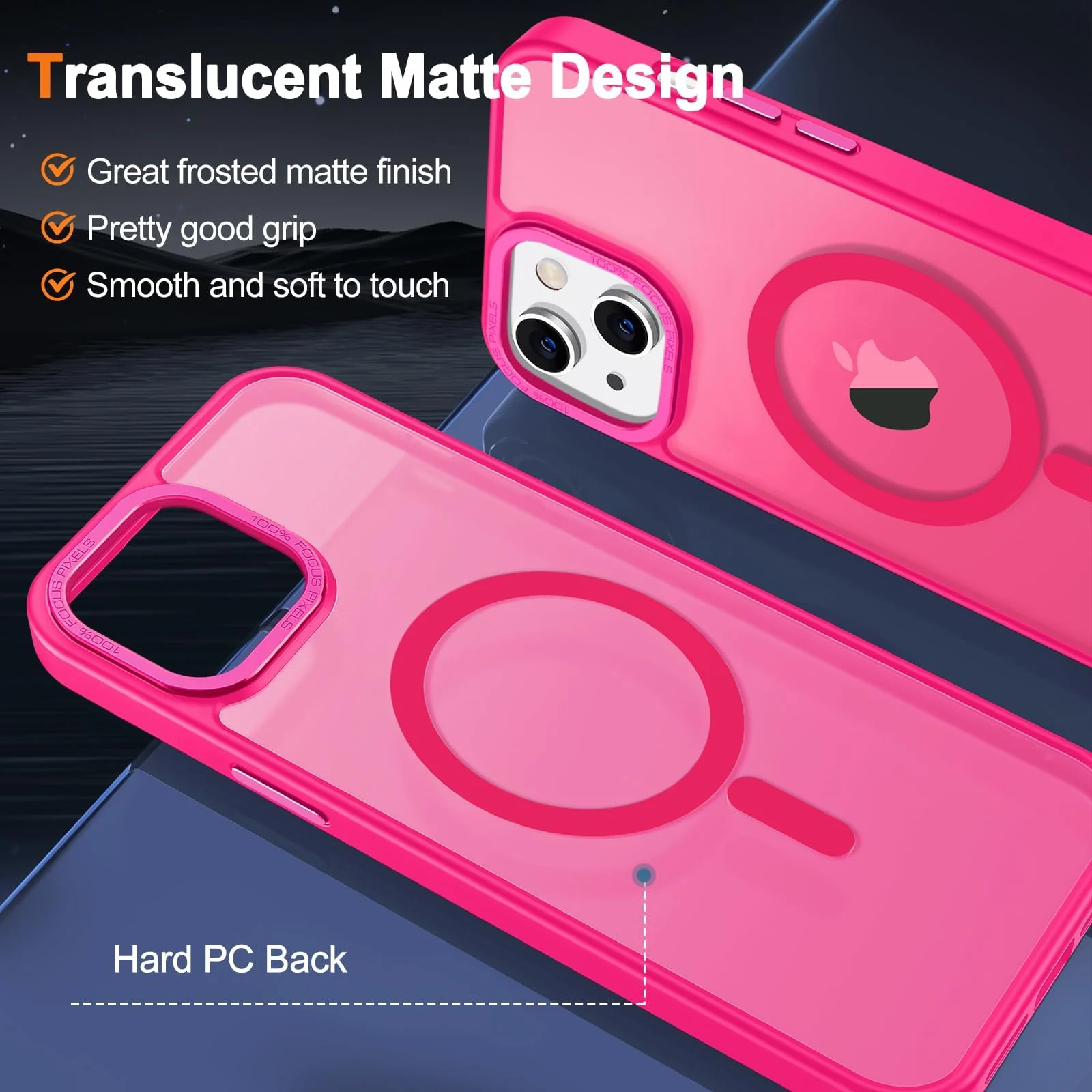 DL3 Mobilak Case for iPhone 15 (6.1 Inch) Magnetic Translucent Matte Phone Cases [Compatible with MagSafe] Thin Slim Fit Shockproof Bumper Hard Protective Cover for Women Men Girls - Hot Pink