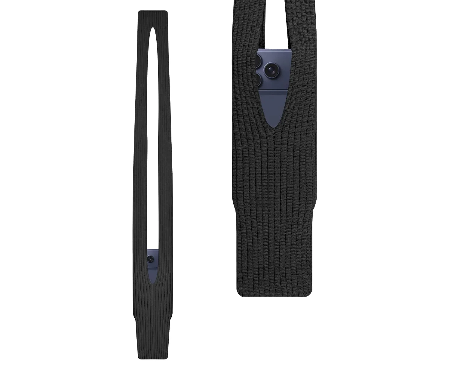 DL3 Mobilak Phone Pocket Lanyard Crossbody Strap 80cm, Universal Stretch Knit Mobile Holder Pouch, Hands-Free Shoulder Phone Bag for iPhone & All Smartphones, Lightweight Minimalist Design - Black