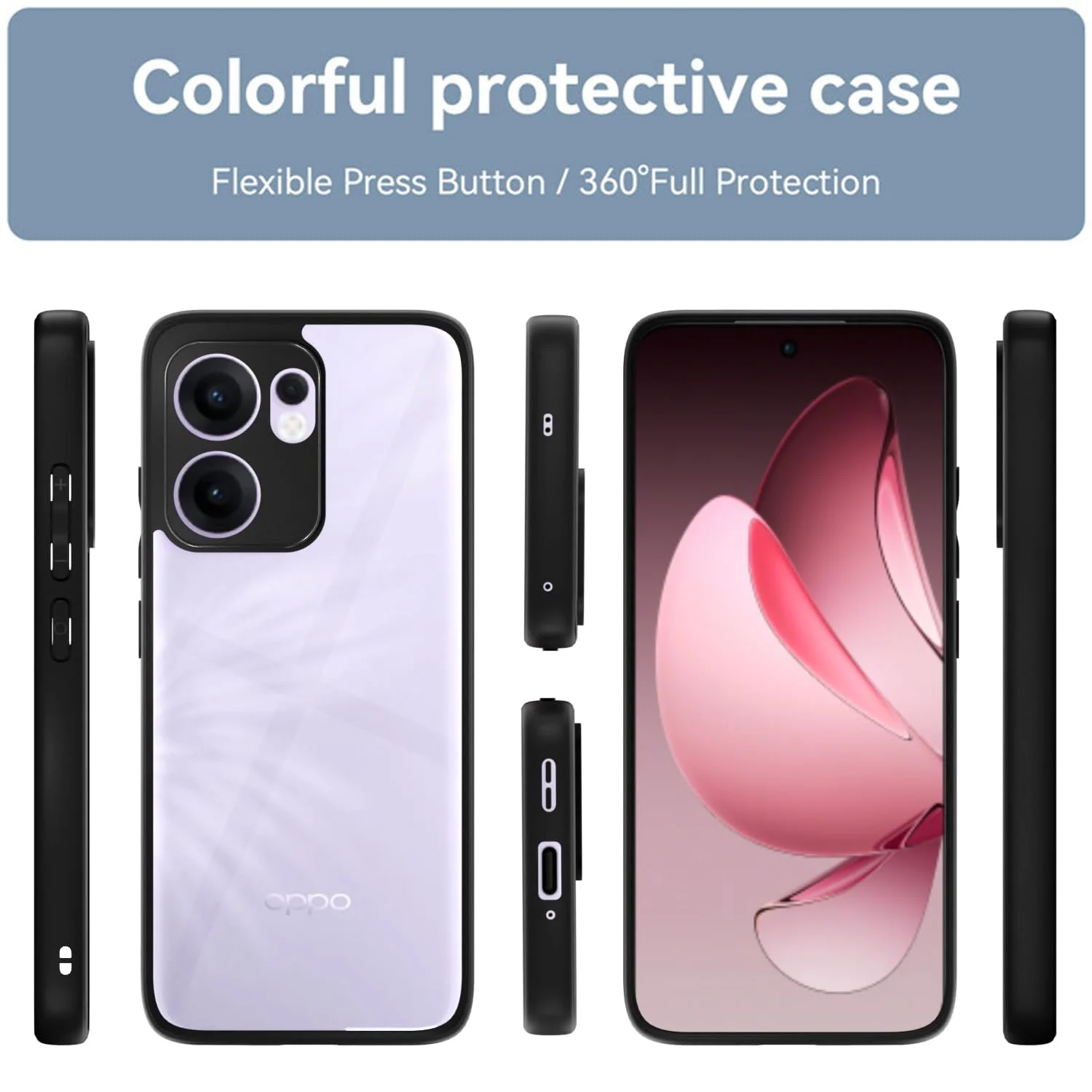 DL3 Mobilak Clear PC and TPU Protective Case for OPPO Reno13 F / Reno 13F with Camera Protection and Military-Grade Protection - Black