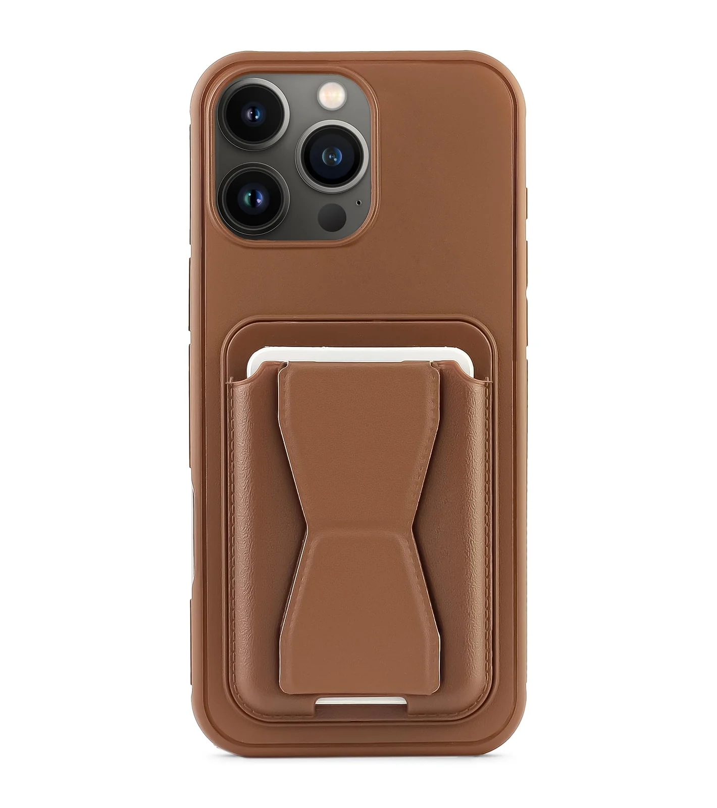 DL3 Mobilak Leather Wallet Case Compatible with iPhone 12 Pro Max 6.7-Inch, Leather Back Cover With TPU Frame, Shockproof Protective Phone Case with Card Holder Stand - Brown
