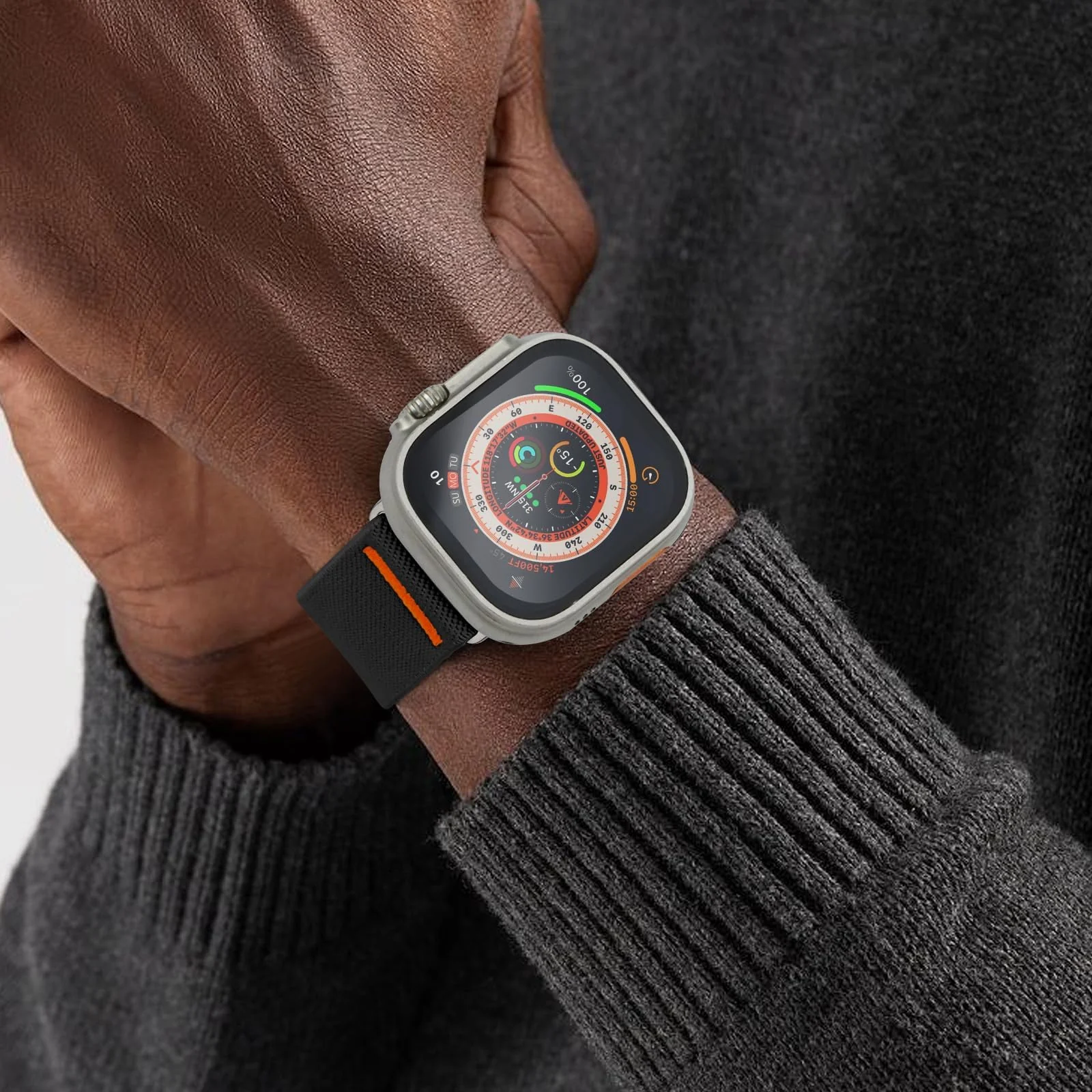 DL3 Mobilak Solo Loop Nylon Band Compatible with Apple Watch Ultra 2/Ultra Band 49mm 45mm 46mm 44mm 42mm for Men Women, Soft Fabric Braided Elastic Sport Strap for iWatch Series SE 10/9/8/7/6/5/4 - Black
