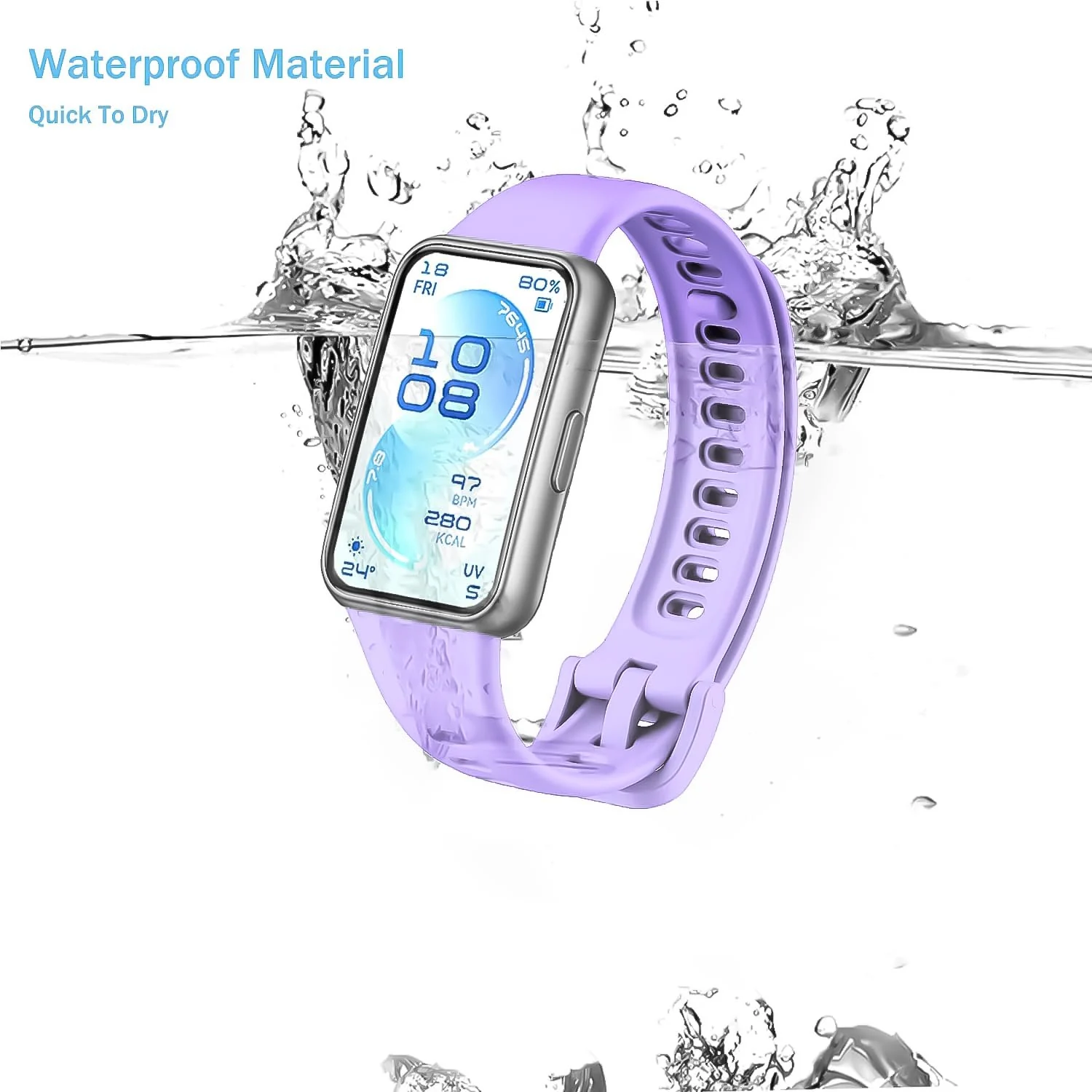 DL3 Mobilak Silicone Bracelet for Huawei Band 11/Band 11 Pro Strap, Soft Silicone Sport Band, Soft Breathable, for Huawei Band11/11 Pro Adjustable Replacement Strap - Purple