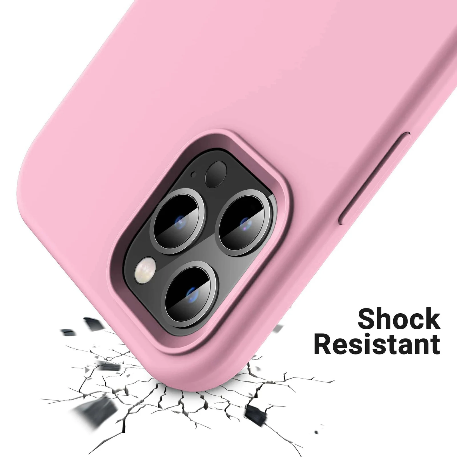DL3 Mobilak Liquid Silicone Case for iPhone 14 Pro (6.1 Inch), Shock-absorbing protection, Scratch-resistant surface, Soft microfiber lining - Pink