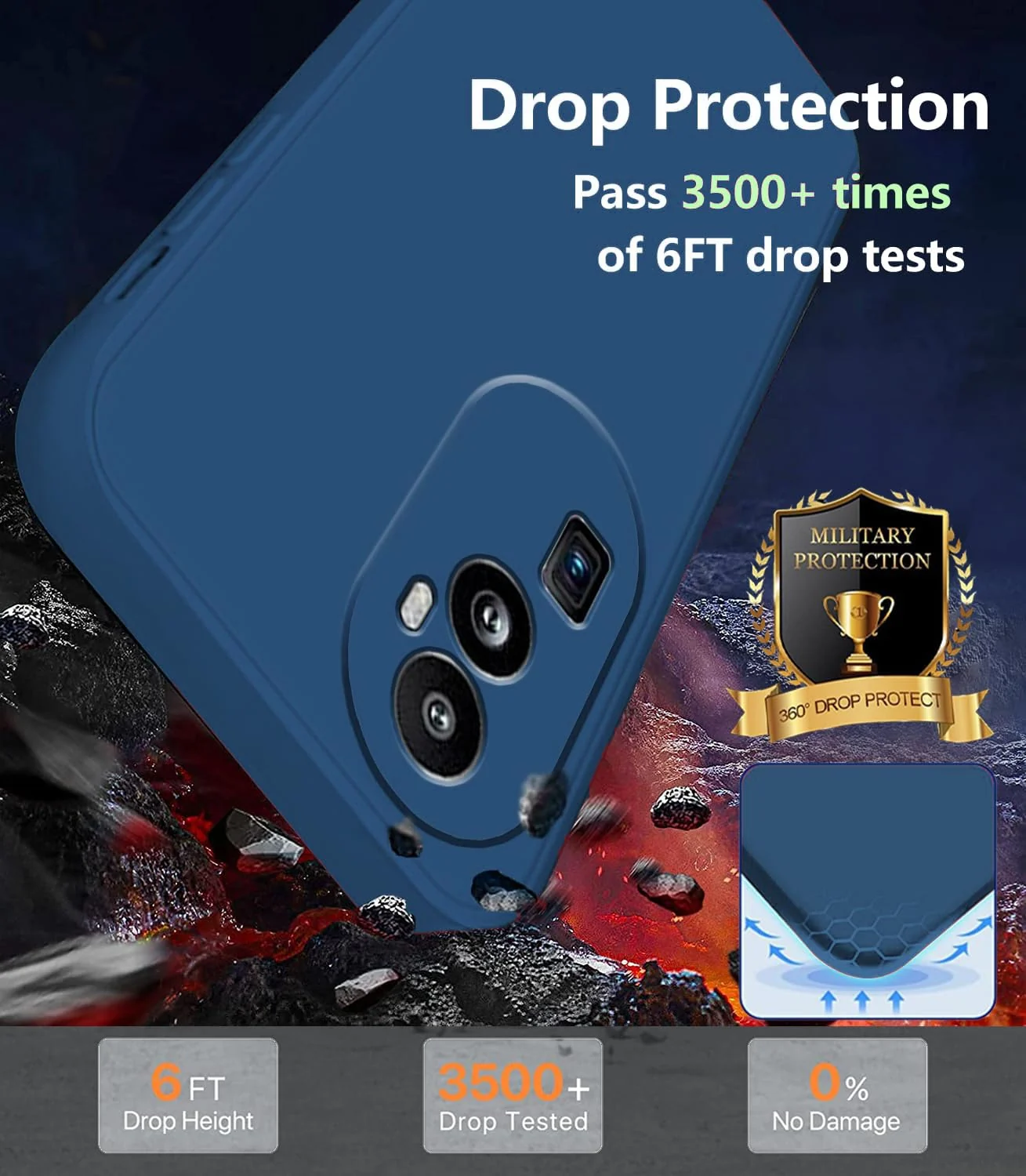 DL3 Mobilak OPPO Reno 10 Pro+ Plus 5G Case, Soft Flexible Liquid Silicone Gel Rubber Bumper Cover, Full Body Shockproof Protective Phone Case - Blue