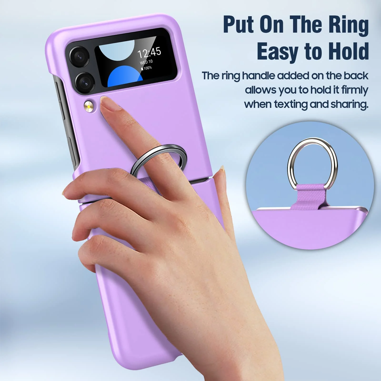 DL3 Mobilak for Samsung Galaxy Z Flip 4 Case with Ring, Galaxy Flip 4 Case All-Round for Z Flip 4 Phone Anti-Scratch Full-Body Shockproof Protective Case for Galaxy Z Flip 4 5G (2022) - Purple