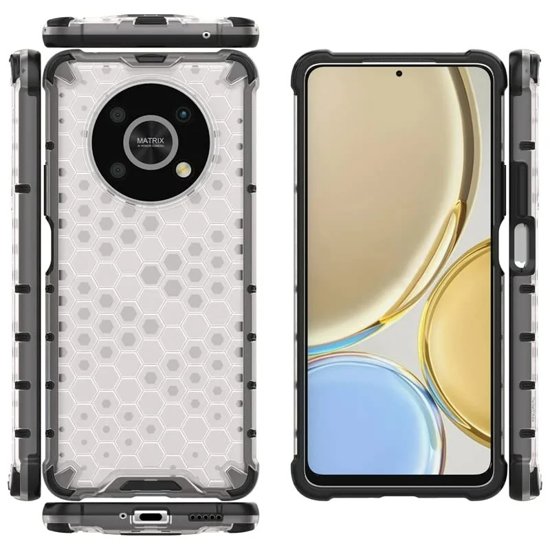 DL3 Mobilak Case For Honor X9 4G / Honor X9 5G, [Honeycomb Design] Drop Protection, Ultra Thin TPU + PC Transparent Silicone Protective Case, Shockproof Cover - Clear