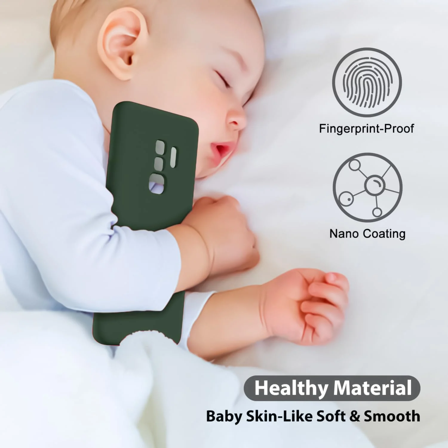 DL3 Mobilak Liquid Silicone Protective Case with Soft Microfiber Lining with Full Camera Protection for Samsung Galaxy S9 Plus - Green