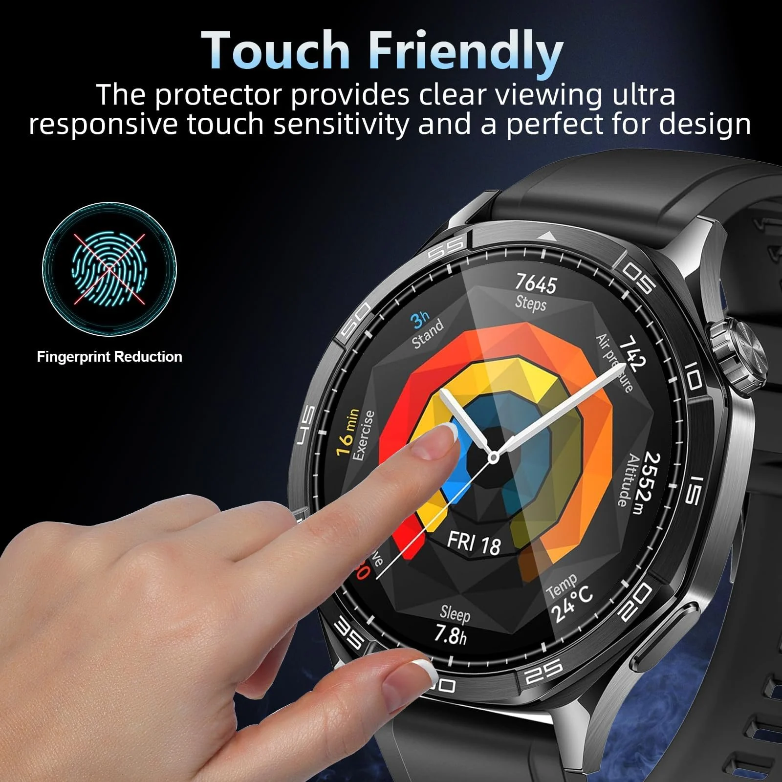 DL3 Mobilak Screen Protector For Huawei Watch GT 5 46mm, 3D Curved Soft Edge Protective Film [Anti-Scratch] [Bubble Free] [Ultra Shatterproof] [High Sensitive] (Not Glass) For Huawei Watch GT5 46mm - Black