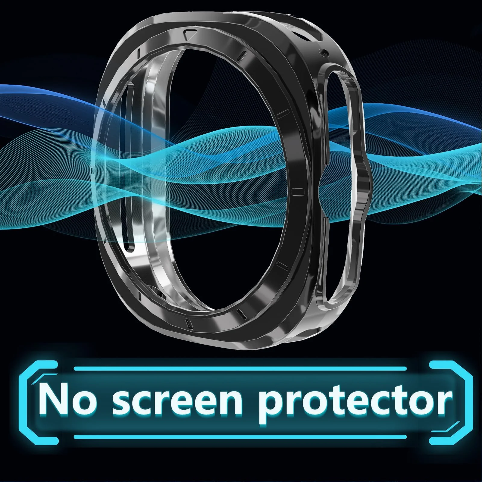 DL3 Mobilak Case Compatible with Samsung Galaxy Watch Ultra 2025/Galaxy Watch 7 Ultra 2024 47mm, Premium Soft TPU Slim Plated Protective Bumper Shell Cover Without Screen Protector - Black