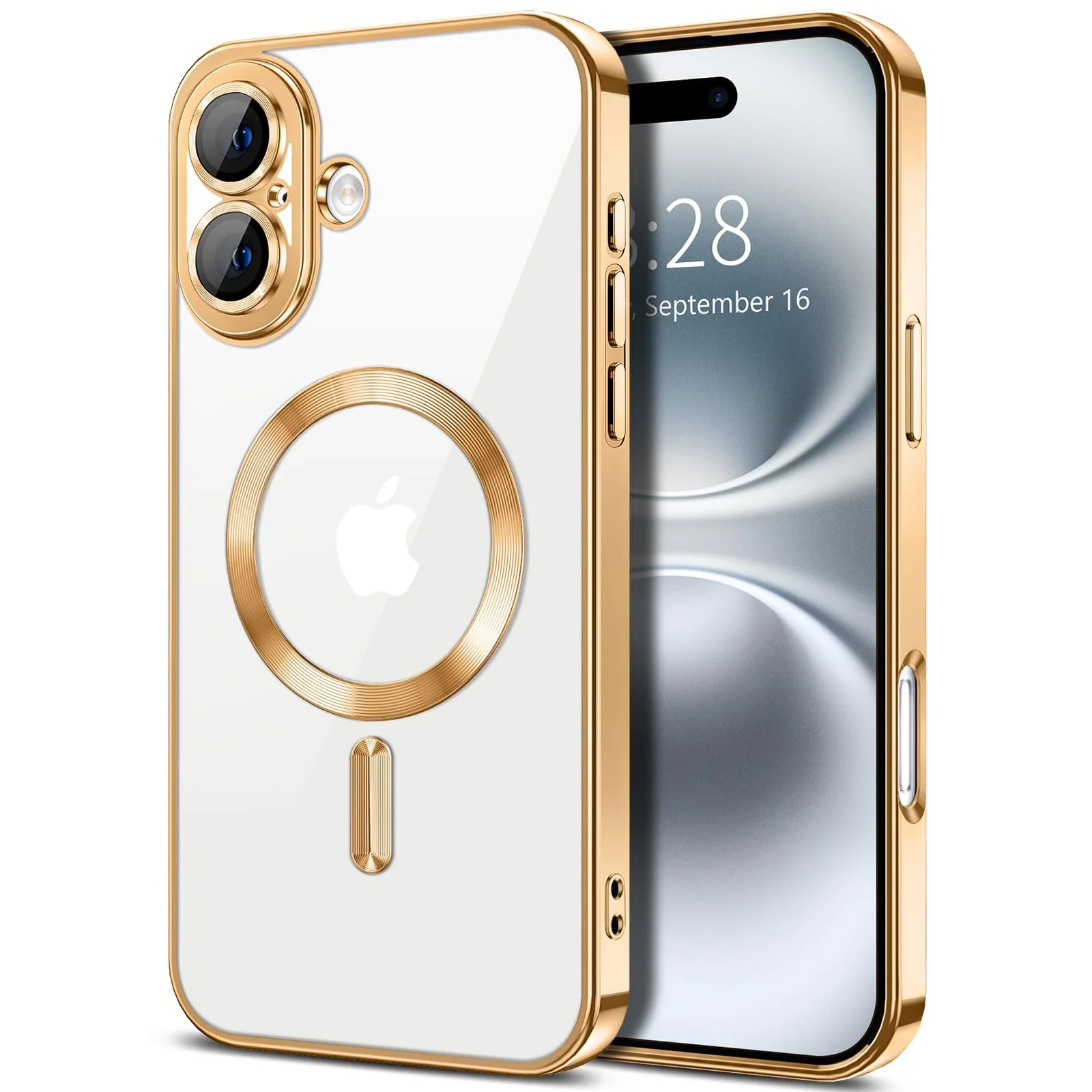 DL3 Mobilak Clear MagSafe-Compatible TPU Case for iPhone 16 6.1 - Gold