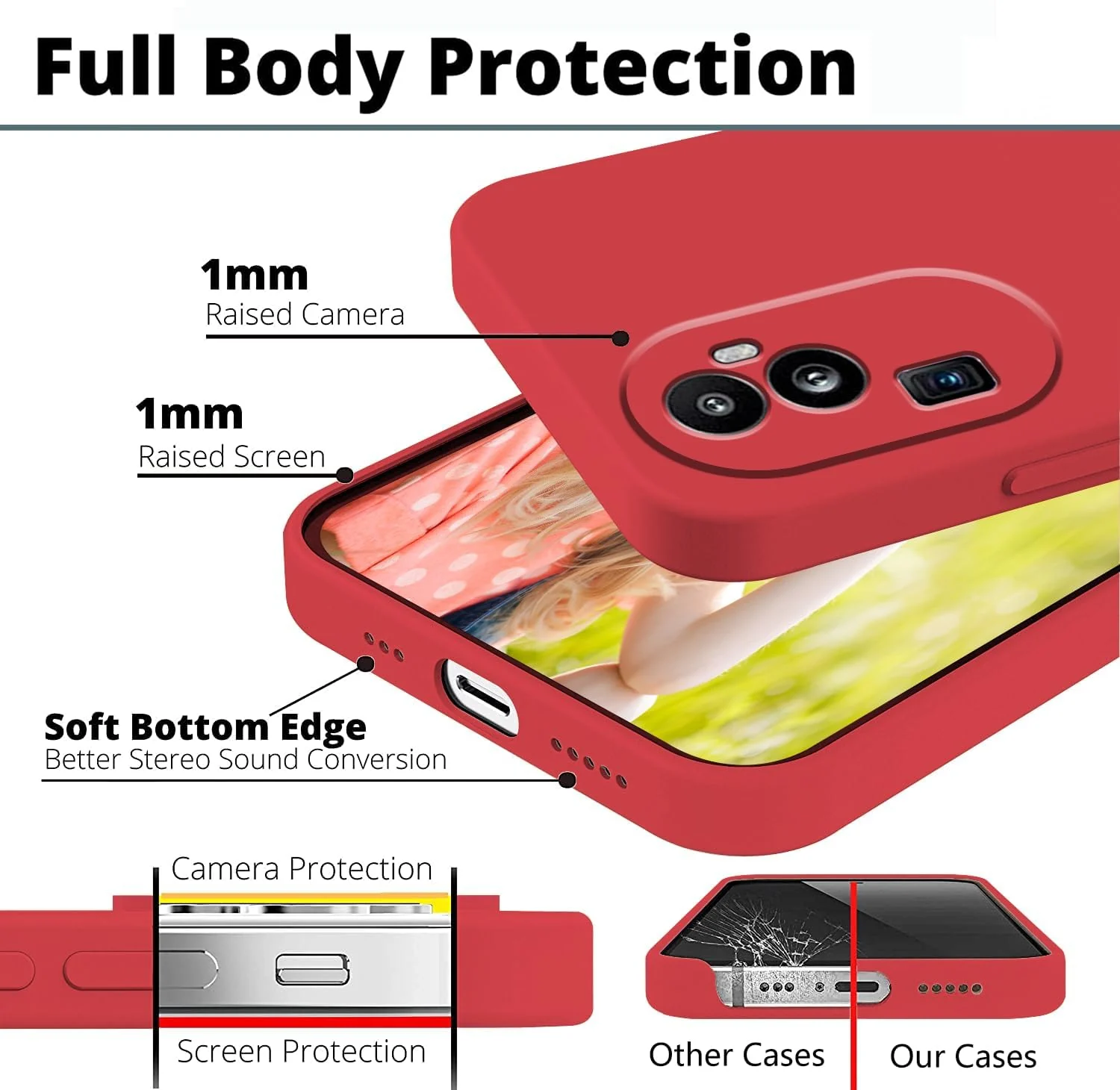 DL3 Mobilak Liquid Silicone Protective Case for OPPO Reno 10 Pro+ Plus 5G with Microfiber Lining and Shockproof Design - Red