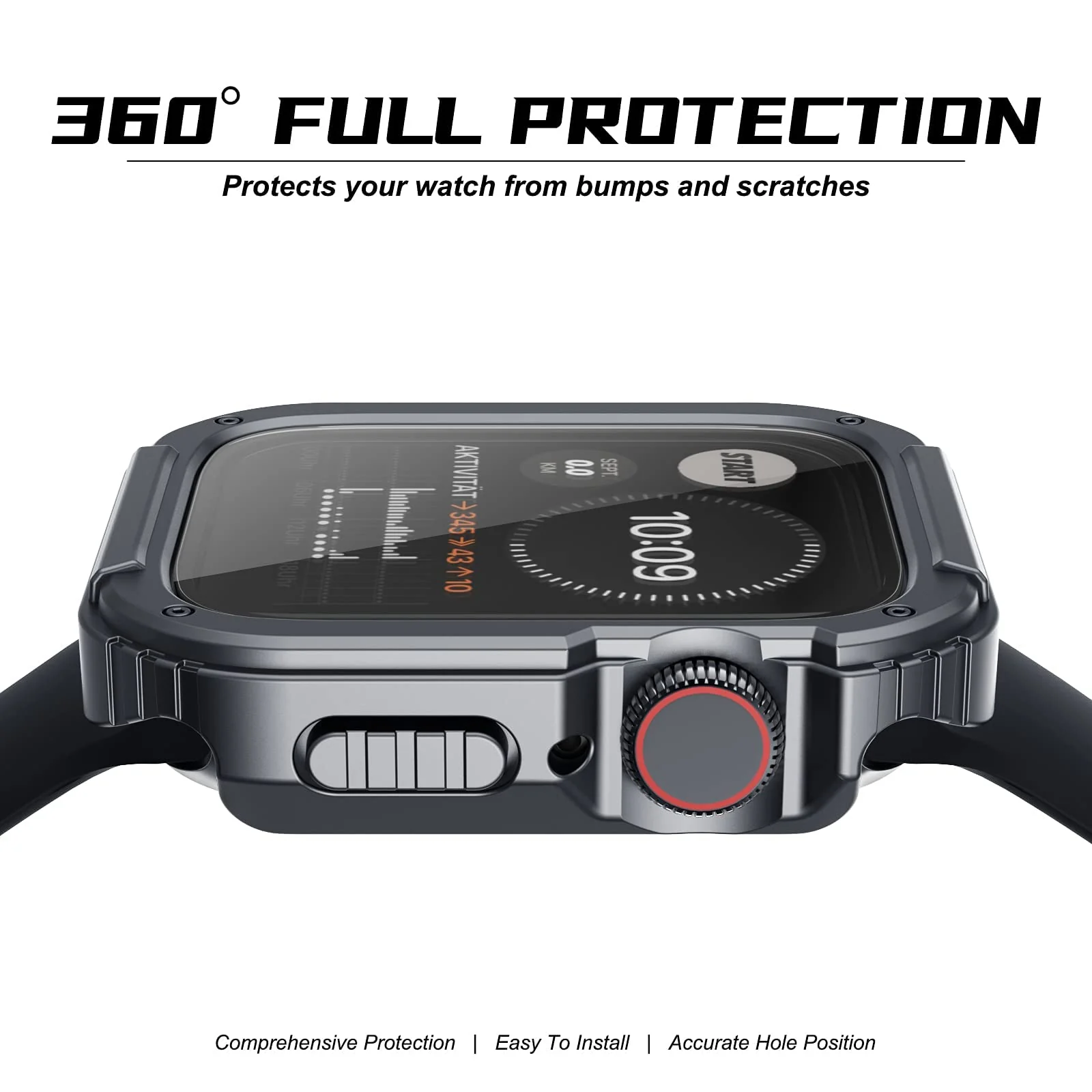 DL3 Mobilak Rugged Apple Watch Case 44mm Series SE 6/5/4 with Screen Protector, Durable Military Grade Quattro Pro Series Drop-Proof Protective Cove Full Coverage Shock-Proof Bumper (Grey)