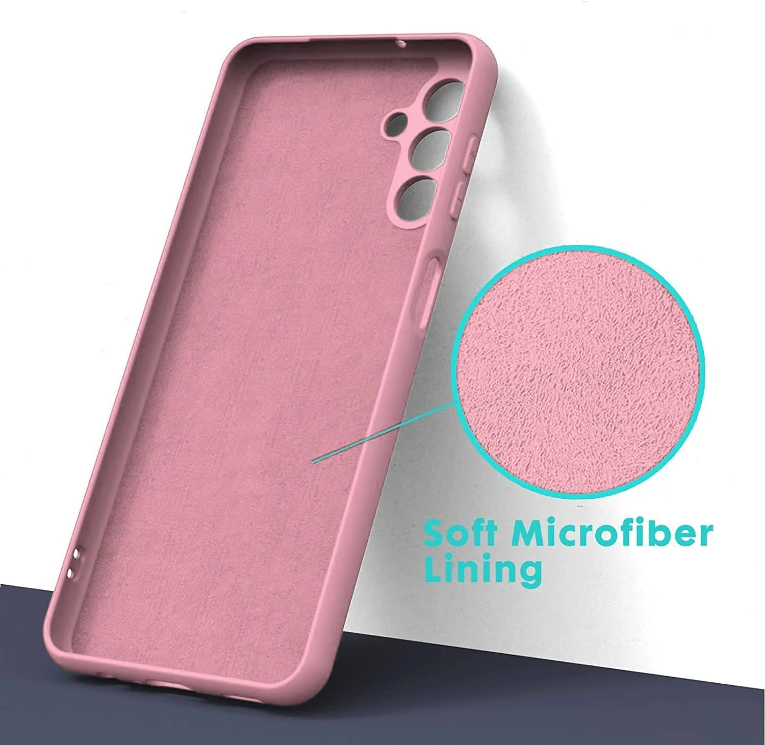DL3 Mobilak Soft Silicone Protective Case for Samsung Galaxy A15 with Microfiber Lining and Shockproof Design - Pink