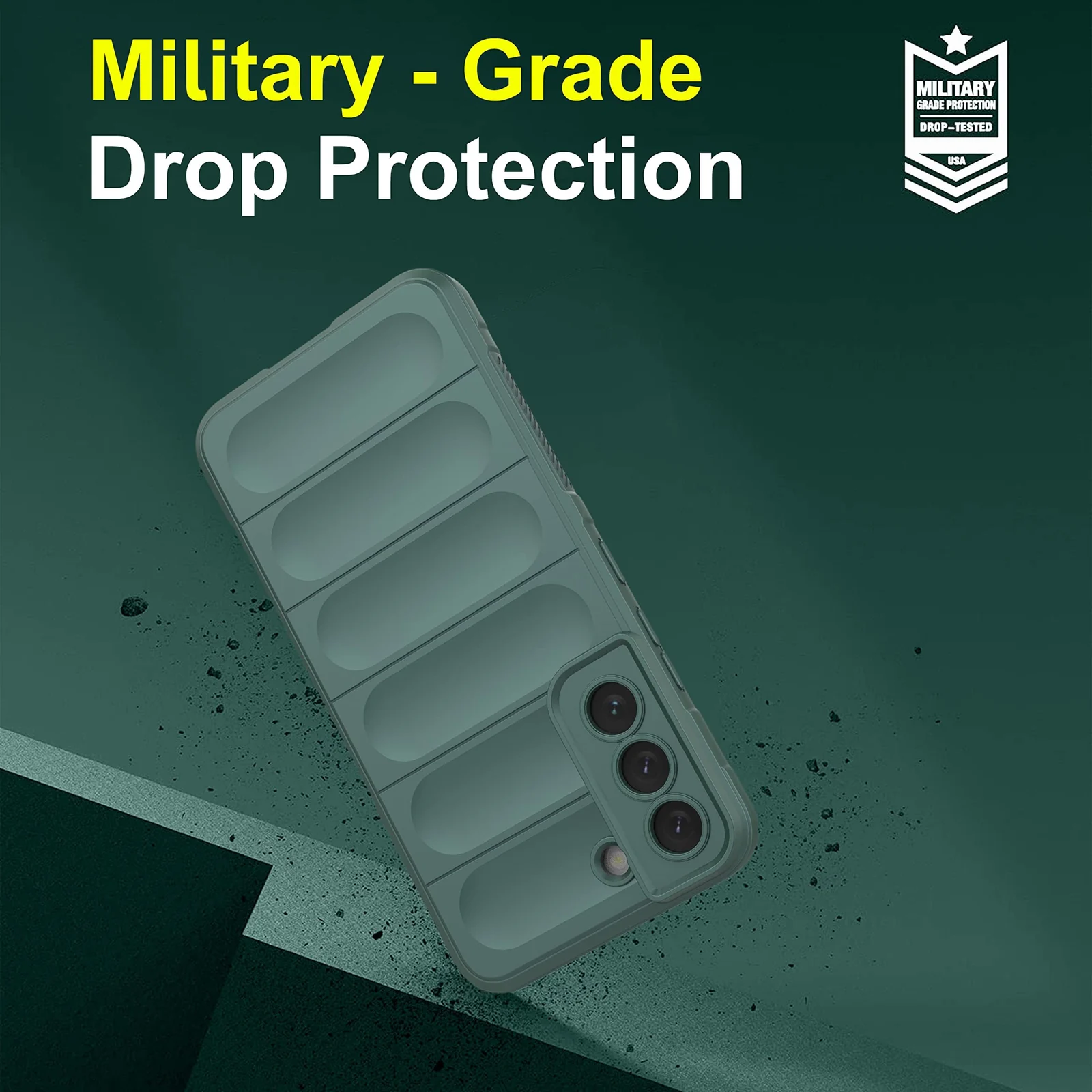 DL3 Mobilak Rugged Protective Case for Samsung Galaxy S21 FE, Camera protection, Shock-absorbing protection, Non-slip grip - Green