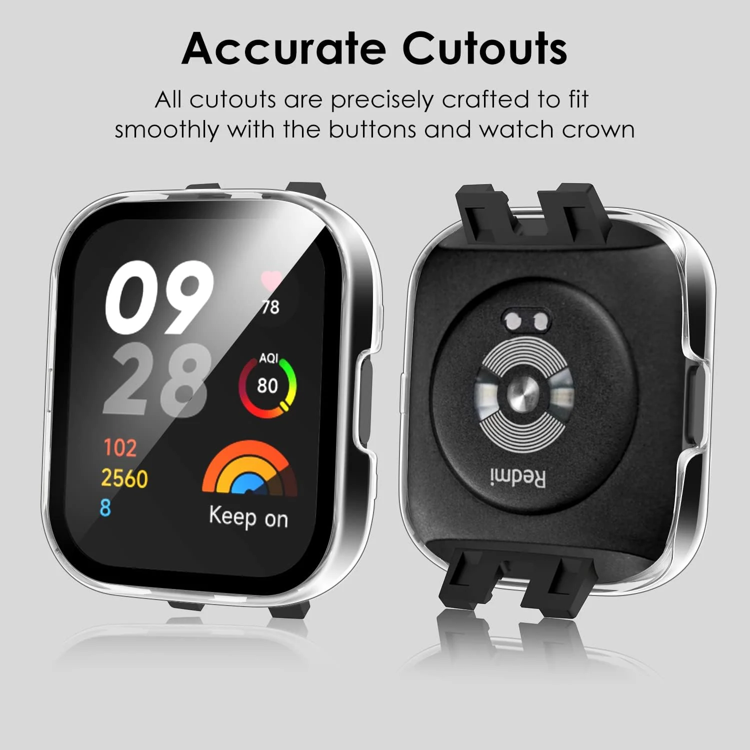 DL3 Mobilak Protective Case For Xiaomi Redmi Watch 3 (Not for Redmi Watch 3 Lite/Active) 9H Hardness PC Case Bumper Full Slim Protective Cover with Built-in Tempered Glass Screen Protector - Clear