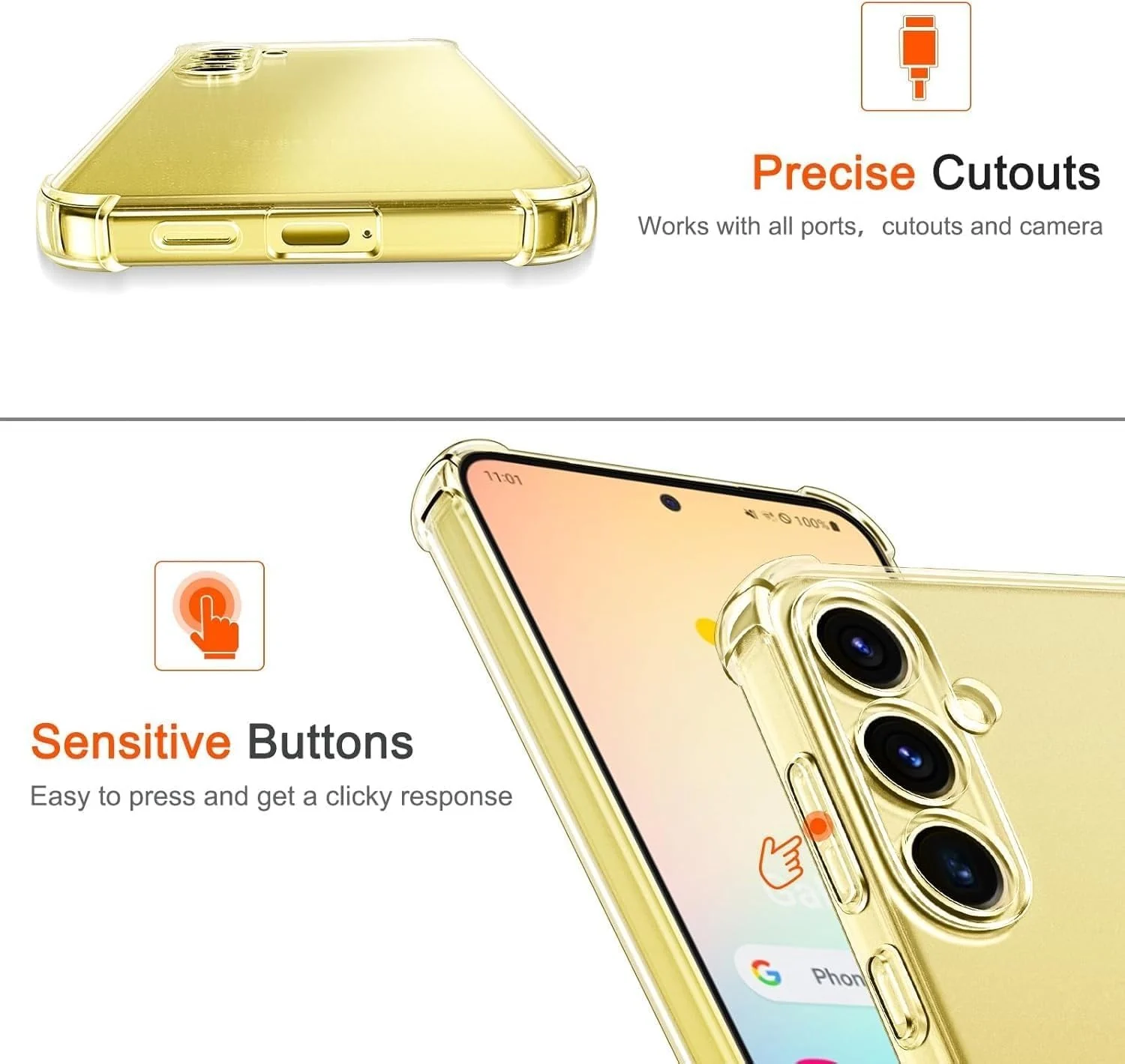 DL3 MOBILAK Case Compatible with Samsung Galaxy S25 Plus, Cover SiliconeTransparent TPU Gorilla Anti-shock Protector Camera Shockproof Corners - Clear