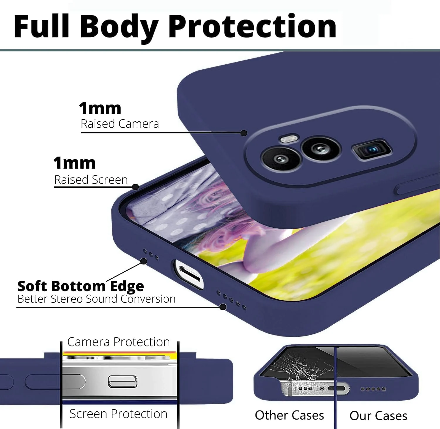 DL3 Mobilak Liquid Silicone Protective Case with Soft Microfiber Lining with Full Camera Protection for OPPO Reno 10 Pro+ Plus 5G - Blue 2