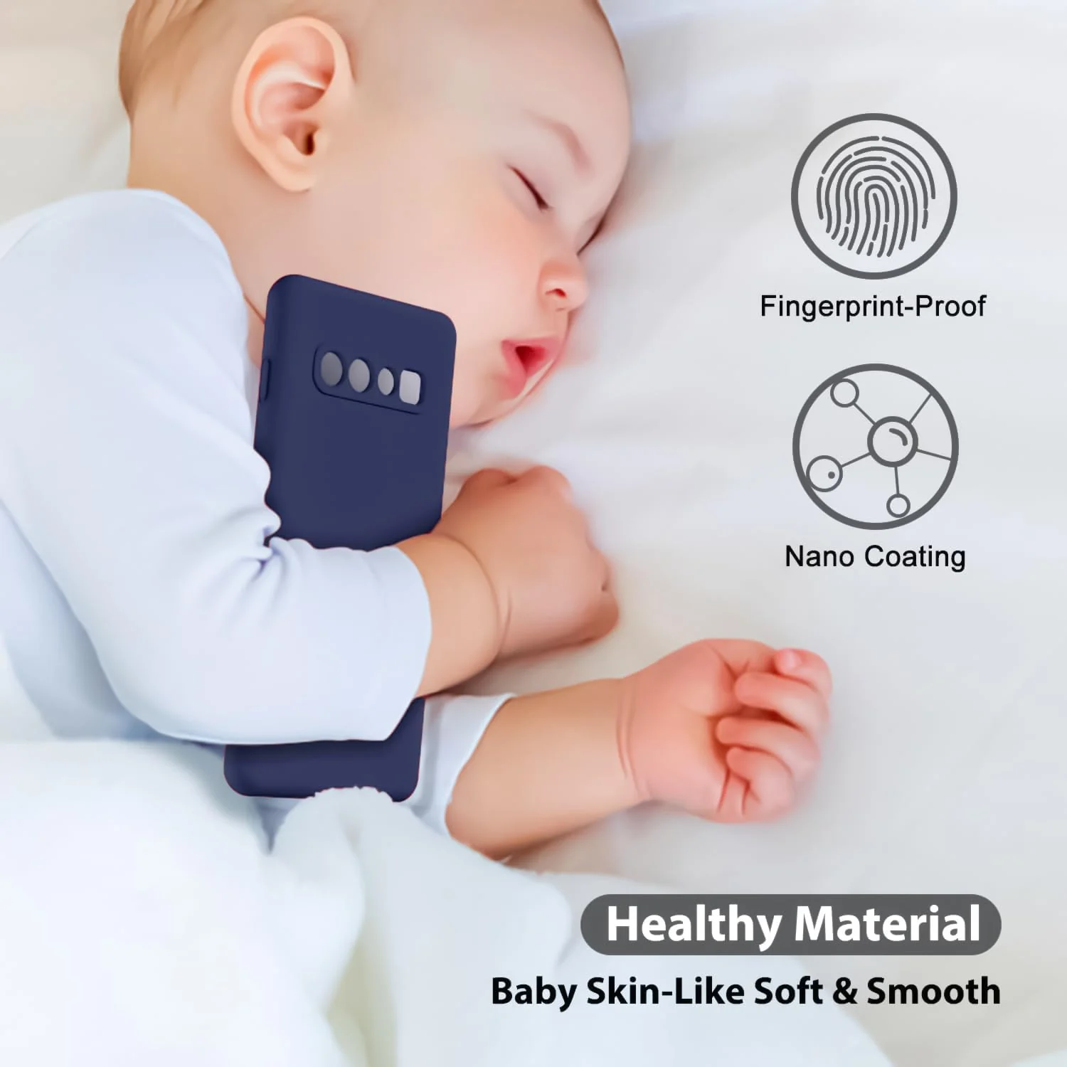 DL3 Mobilak Liquid Silicone Protective Case with Soft Microfiber Lining with Full Camera Protection for Samsung Galaxy S10 - Blue 2