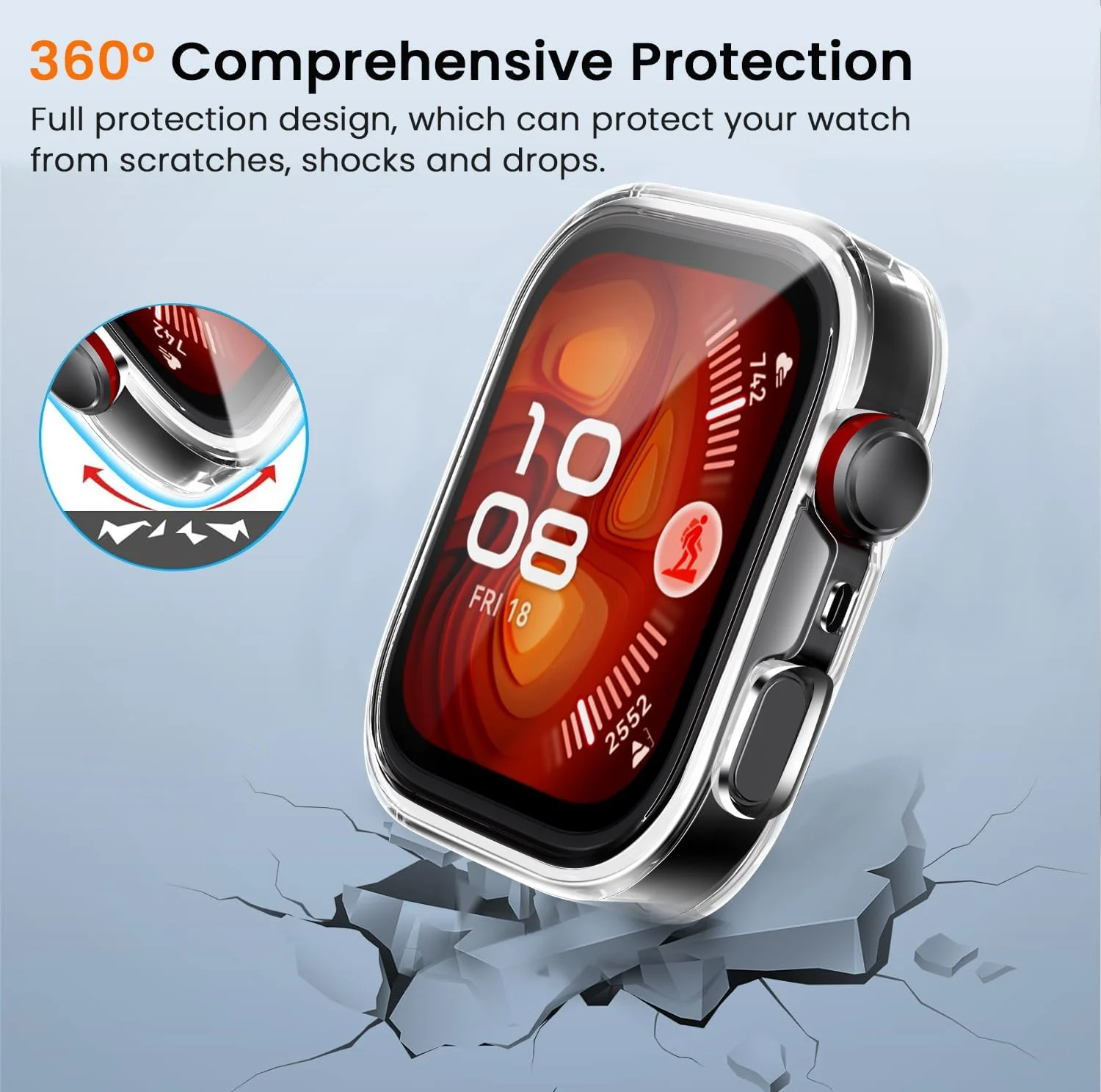 DL3 Mobilak Case Compatible with Huawei Watch Fit 4 Pro 2025 Case All-Around with Built-in Screen Protector Watch Soft TPU Shockproof Cover Slim Guard Thin Bumper Shell Protector - Clear