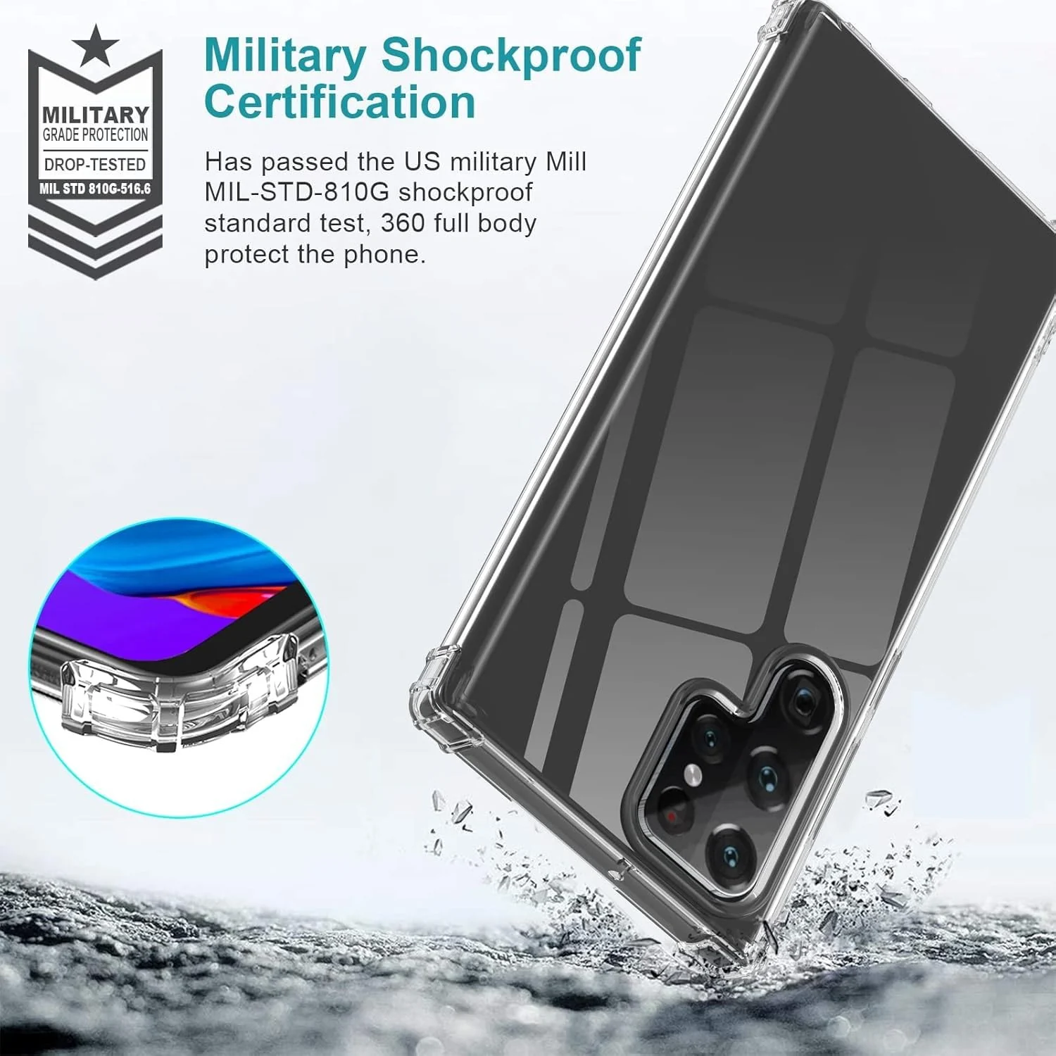 DL3 Mobilak Case Compatible with Samsung Galaxy S22 Ultra, Cover Silicone TPU Gorilla Anti-shock Shockproof Corners - Clear