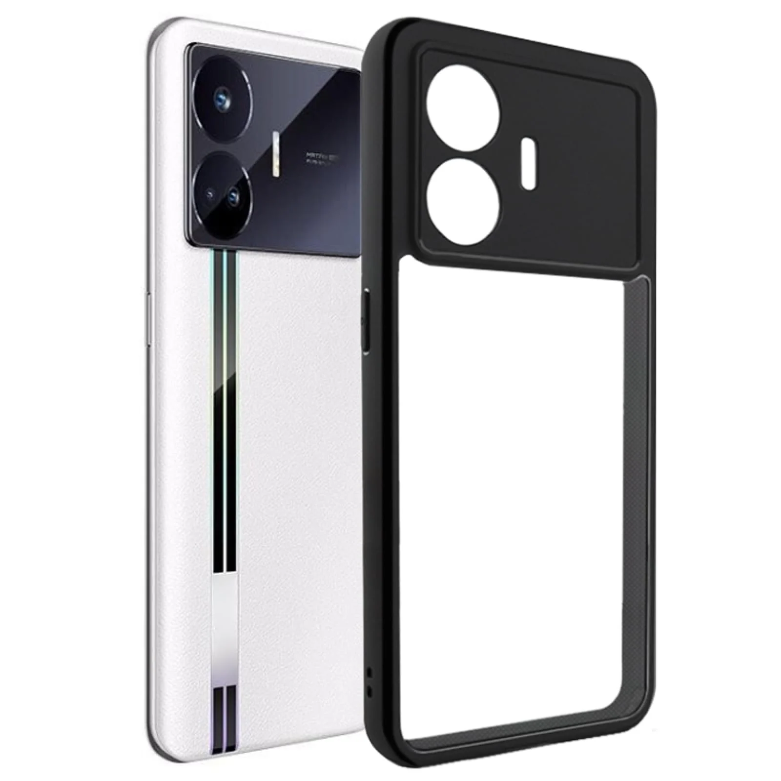 Dl3 Mobilak Compatible with Realme GT5 Pro Case Transparent, Military-Grade Shockproof Anti-Yellowing, Slim Protective Phone Case Full Bumper Cover With Camera Lens Protective - Black