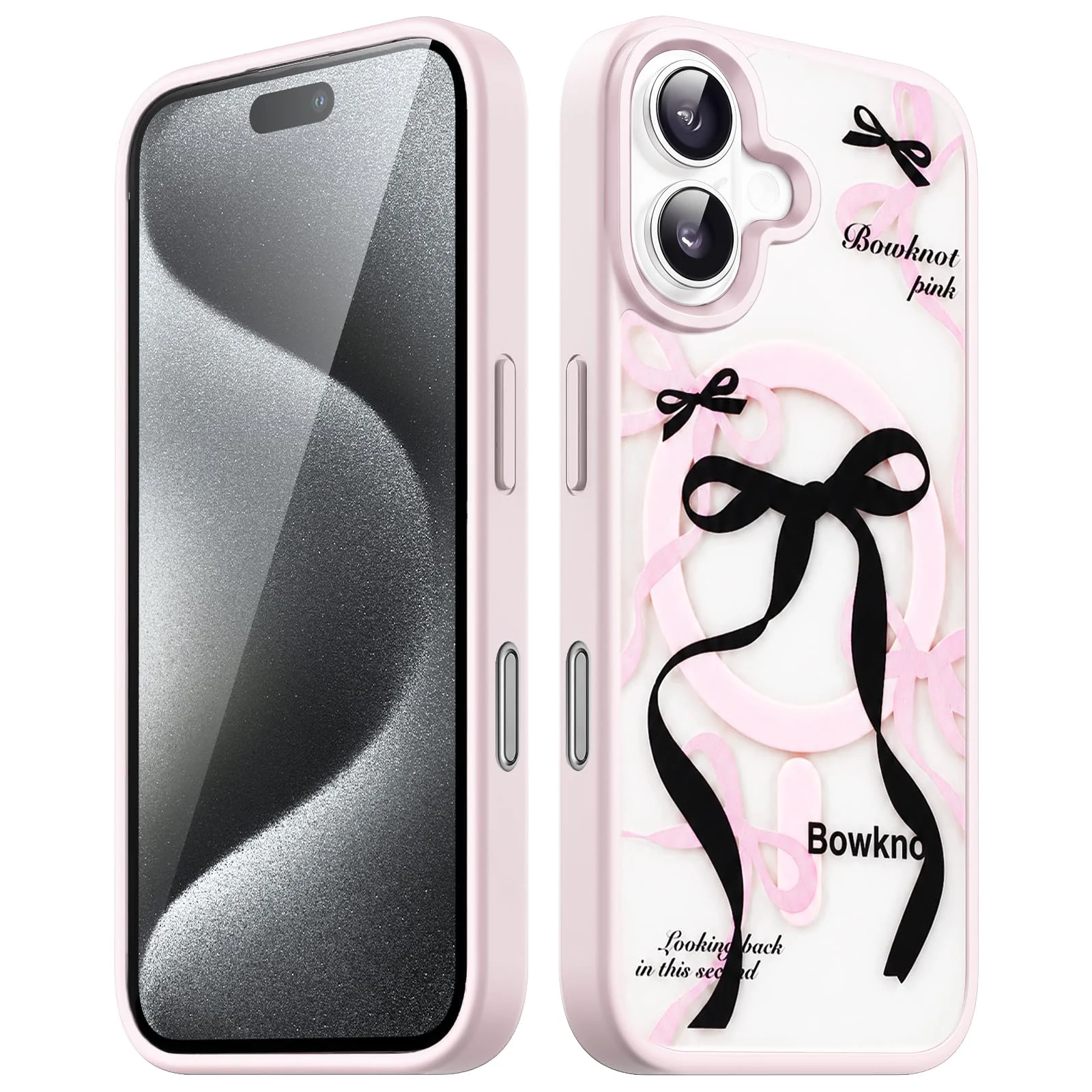 Dl3 Mobilak Magnetic Case for iPhone 17 Compatible with MagSafe, Shockproof Phone Bumper Cover, Solid Color Matte TPU Frame, Anti-Scratch Clear Back (Black)