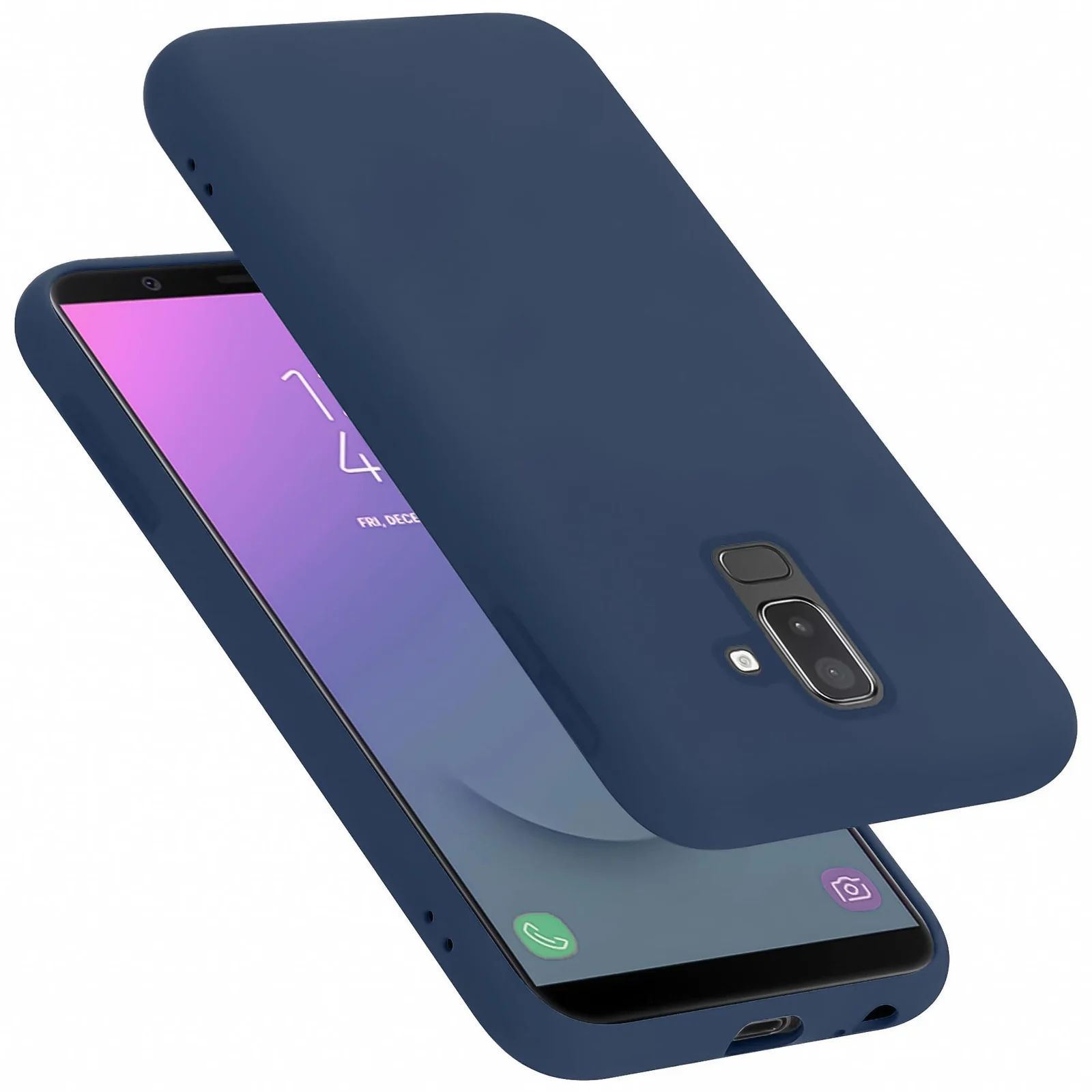 Dl3 Mobilak Samsung Galaxy A6 Plus Case, Soft Flexible Liquid Silicone Gel Rubber Bumper Cover, Full Body Shockproof Protective Phone Case (Purple)