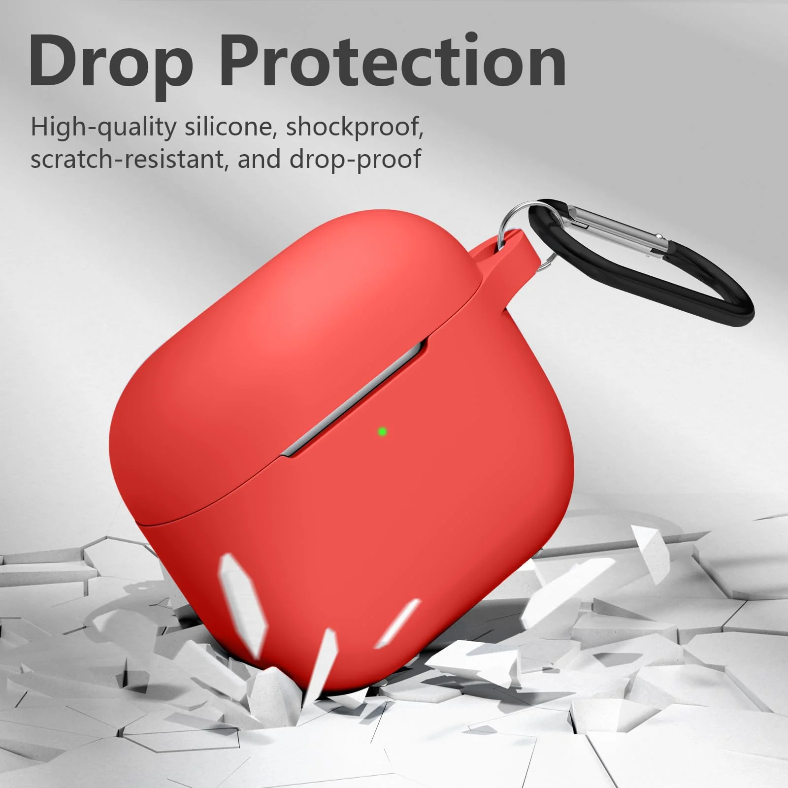 DL3 Mobilak Case Compatible with AirPods 3, Silicone Protective Accessories Skin with Keychain Compatible with AirPods 3rd Generation 2021 for Women Girl, Front LED Visible - Red