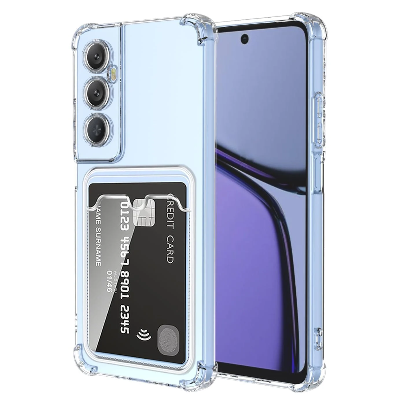 DL3 Mobilak Clear TPU Wallet Case with Card Slot and Camera Protection for realme C65 4G - Transparent