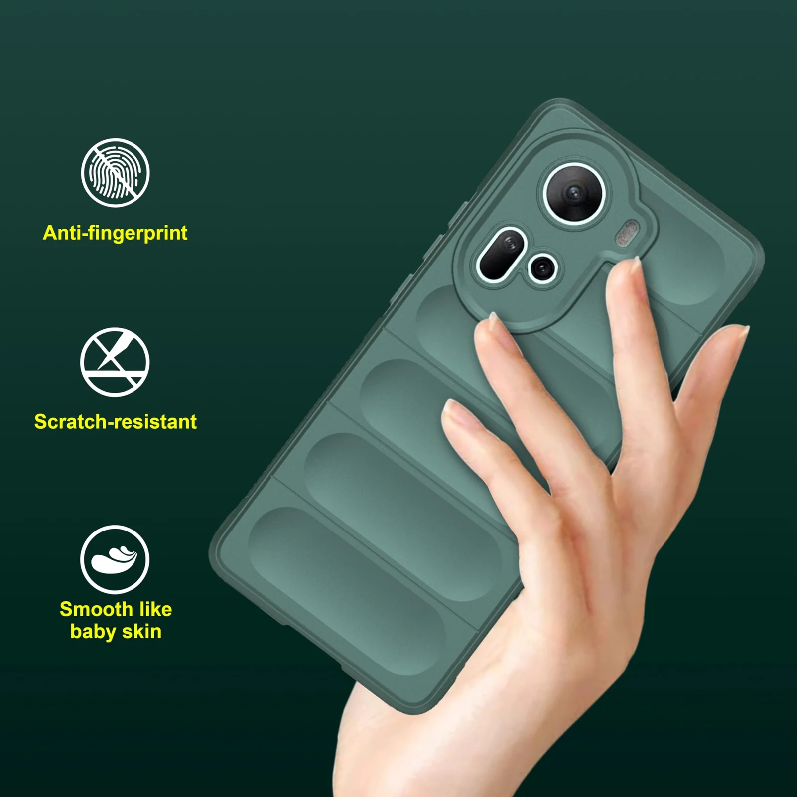 DL3 Mobilak Silicone Case for OPPO Reno 11 5G Heavy Duty Protective [Slim Fit] Shockproof Soft Flexible Protective Design Shock-Absorption TPU Cover With Camera Protection - Green