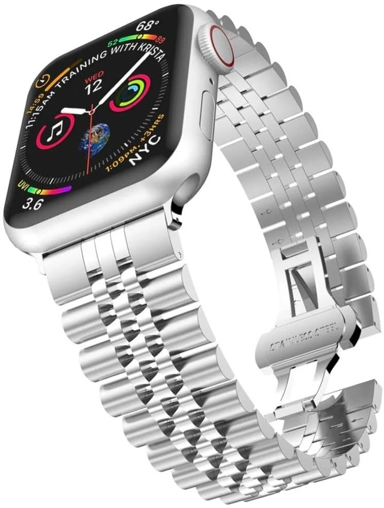 DL3 Mobilak Band For Apple Watch Ultra Band 49mm 45mm 44mm 42mm 41mm 40mm 38mm, Metal Stainless Steel Strap for Apple Watch Series 8 Ultra 7 6 5 4 3 2 1 Se (A. , 42MM/44MM/45MM/49MM) - A.Silver
