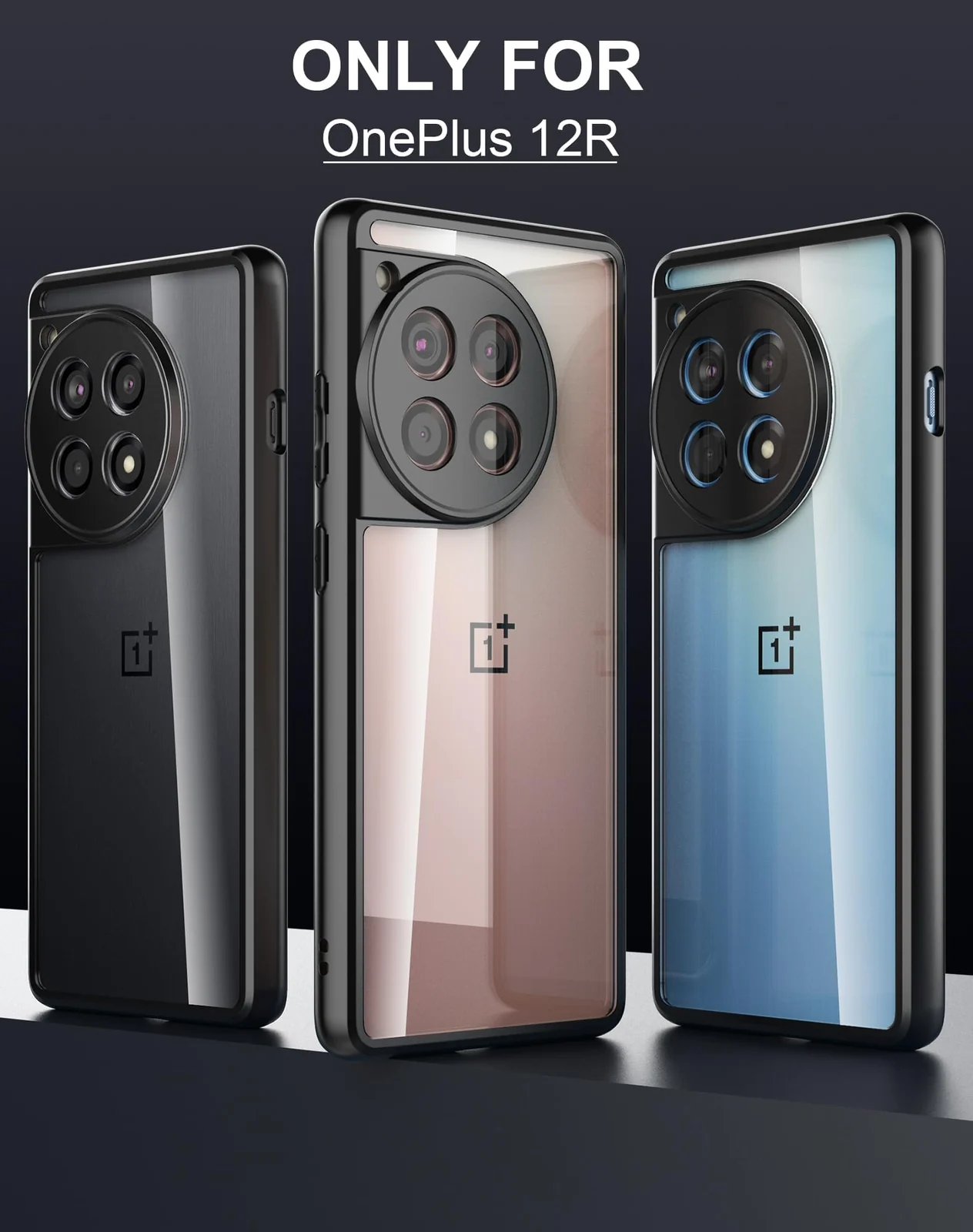 DL3 Mobilak Clear Protective Case for Oneplus 12R 5G / Oneplus Ace 3 - Black