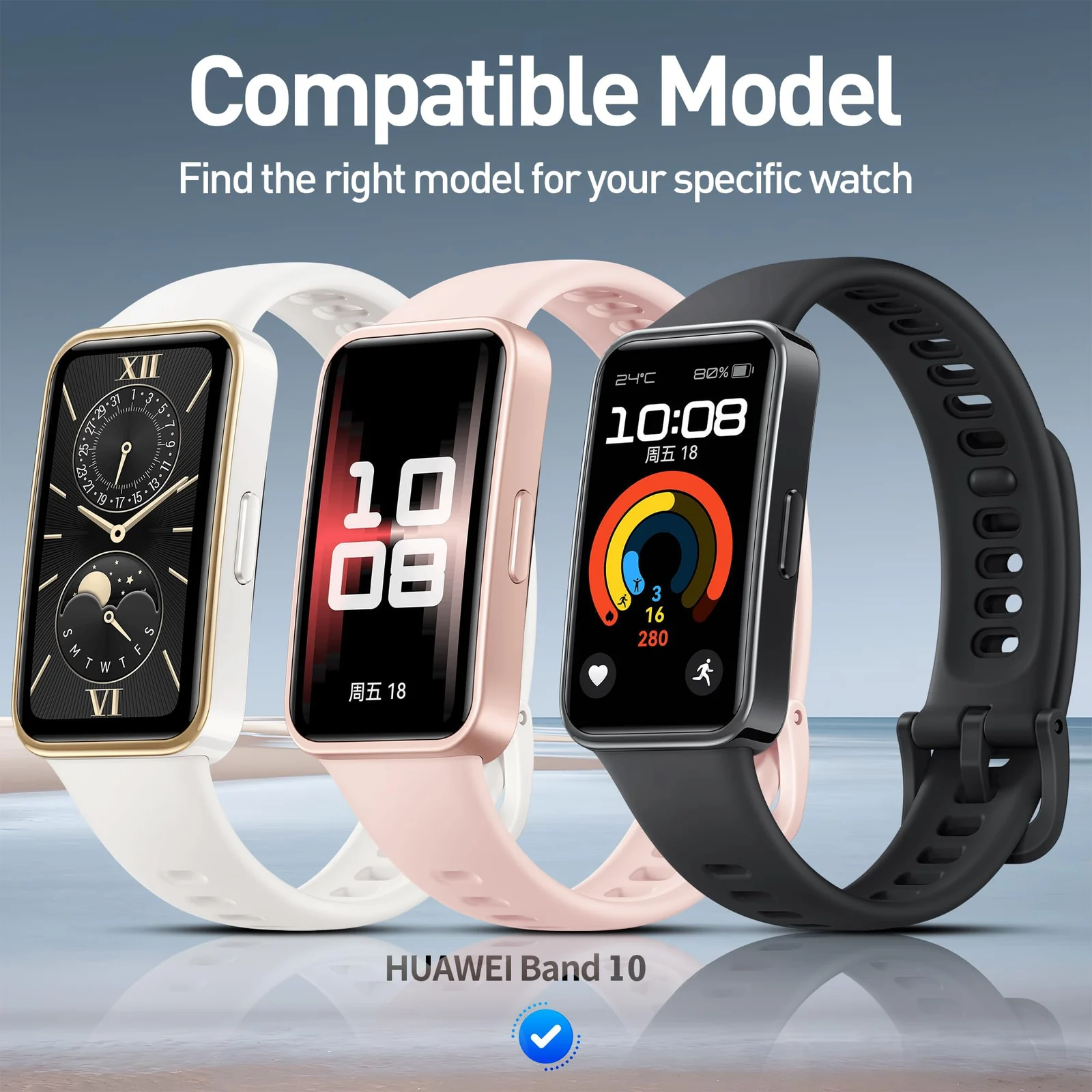 DL3 Mobilak Case with Screen Protector for Huawei Band 10, Bumper Full Coverage Hard PC Overall Protective Cover, Built-in Tempered Glass Film High Sensitivity For Huawei Band 10 - Clear